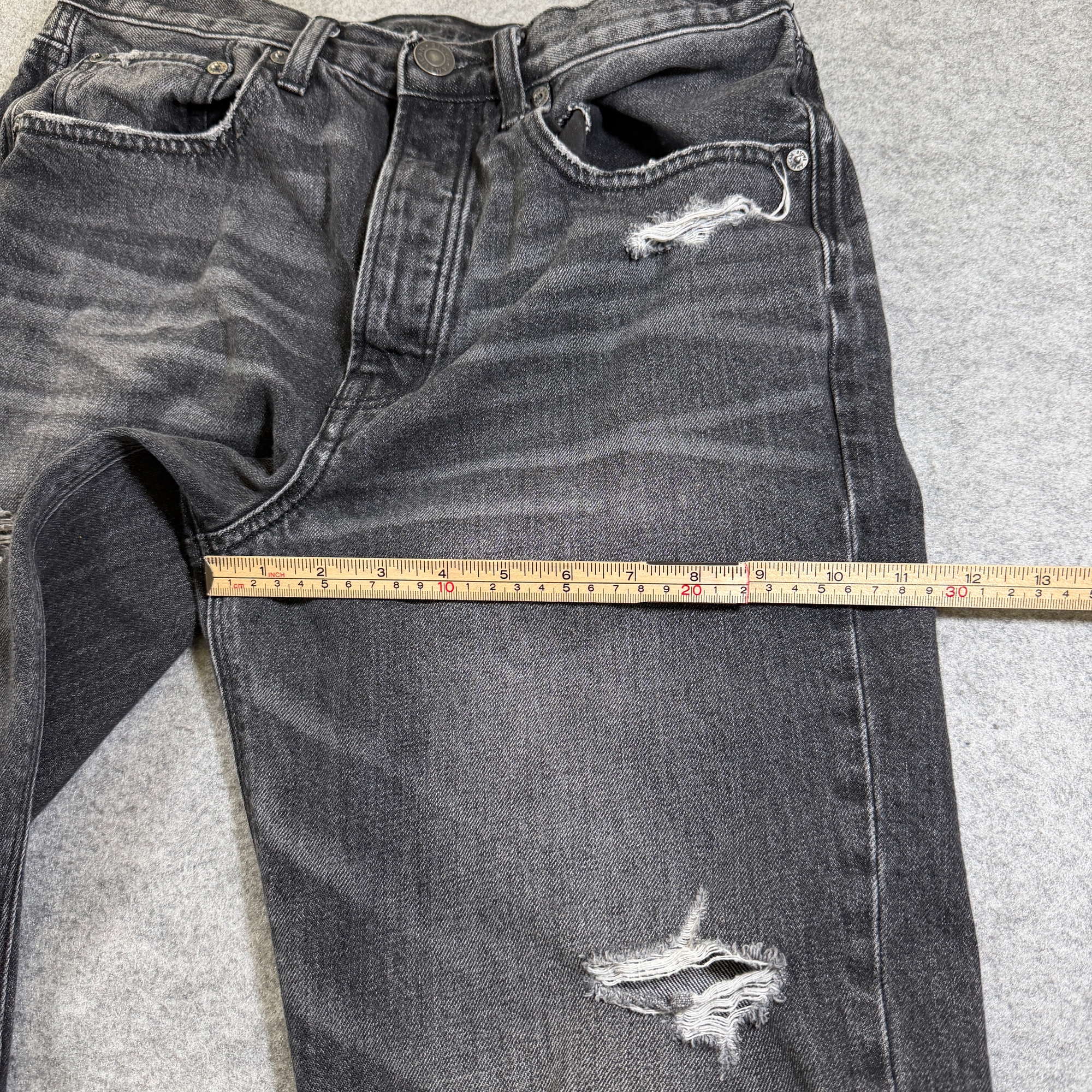 American Eagle 90s Boyfriend Jeans Womens 6 Black Faded Distressed Frayed Ripped thumbnail 8