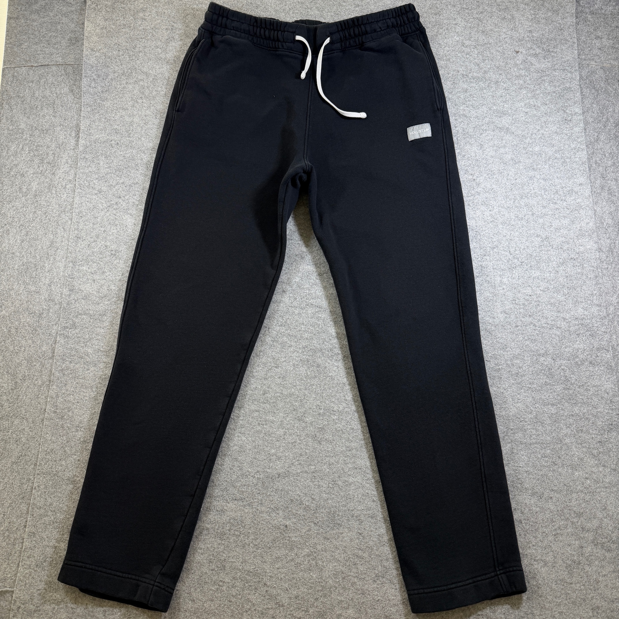 Hollister Sweatpants Mens M Black Drawstring Elastic Waist Relaxed Straight Leg