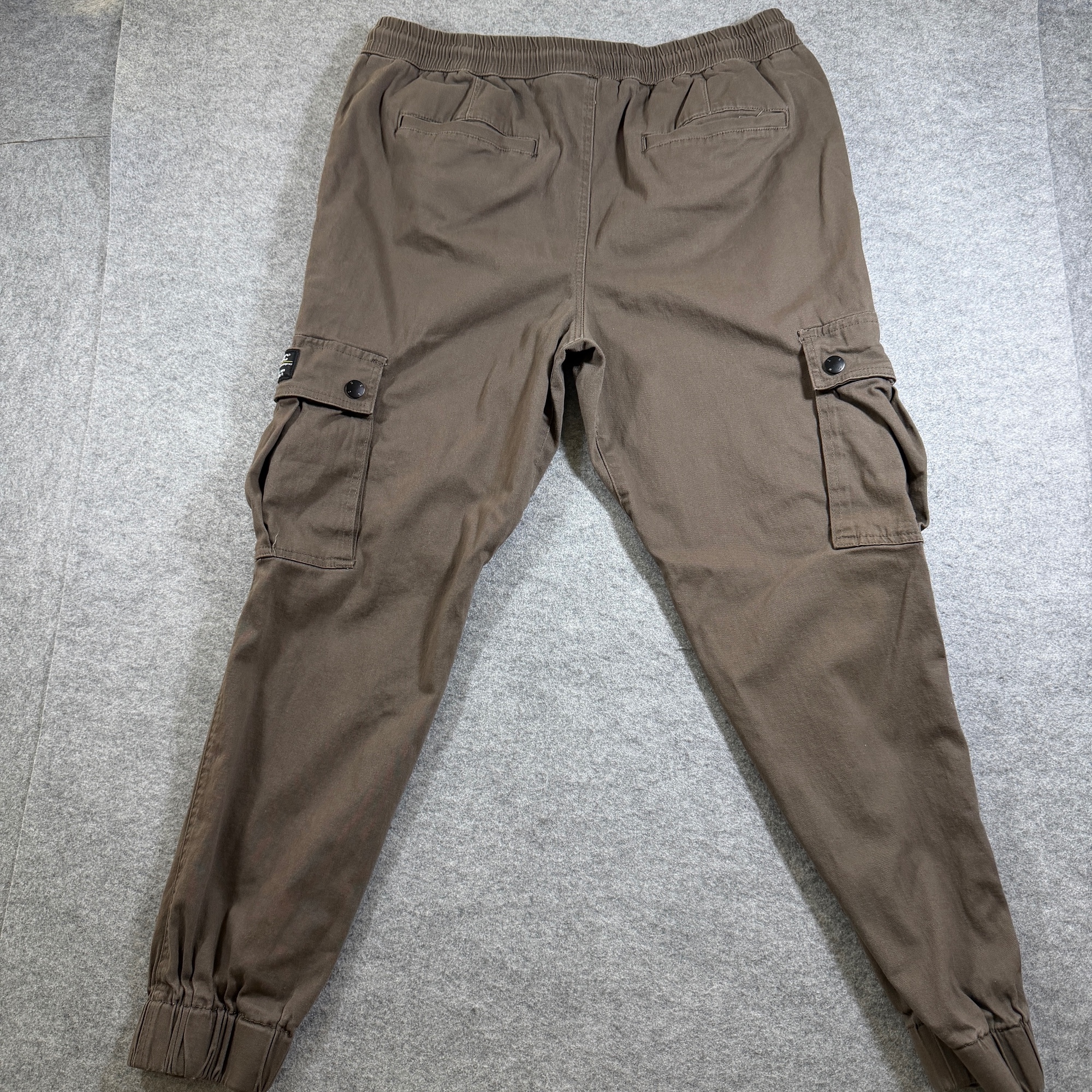 WeSC Cargo Jogger Pants Mens XL Dark Khaki Slim Utility Drawstring Elastic Cuff thumbnail 2