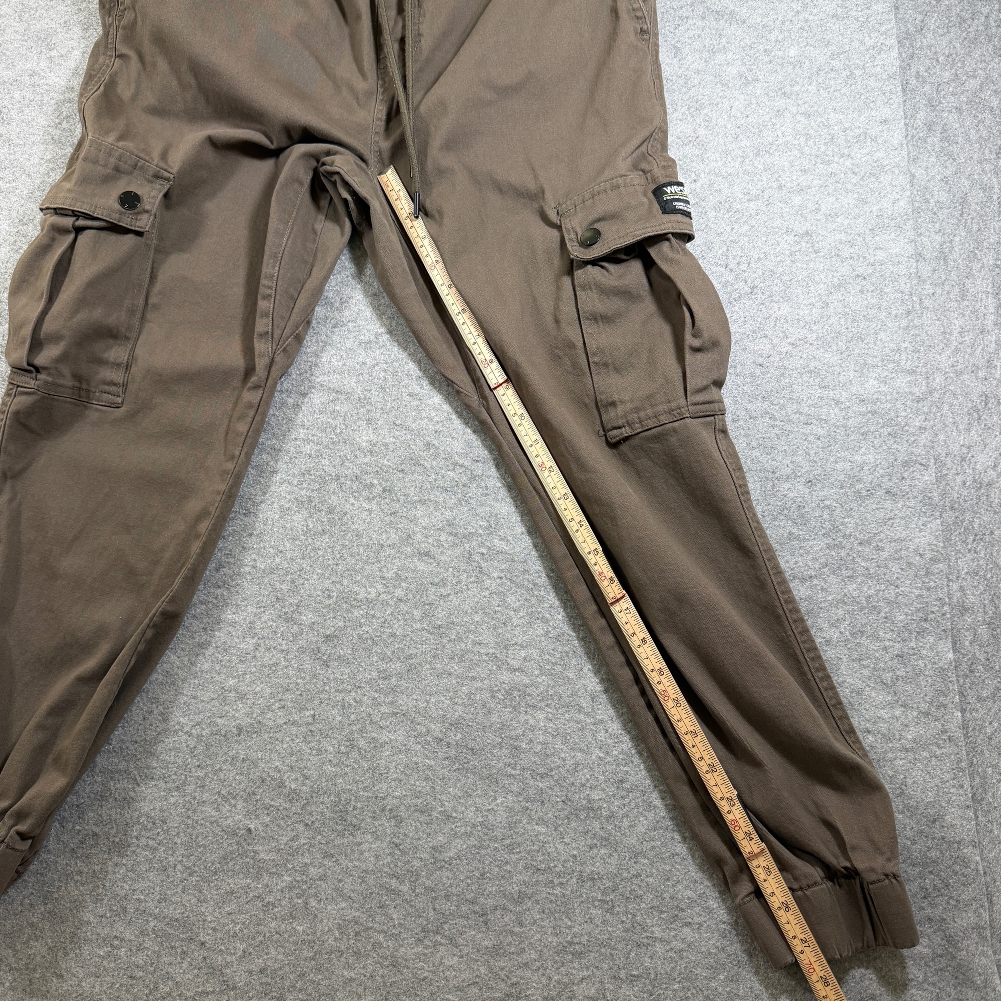 WeSC Cargo Jogger Pants Mens XL Dark Khaki Slim Utility Drawstring Elastic Cuff thumbnail 5