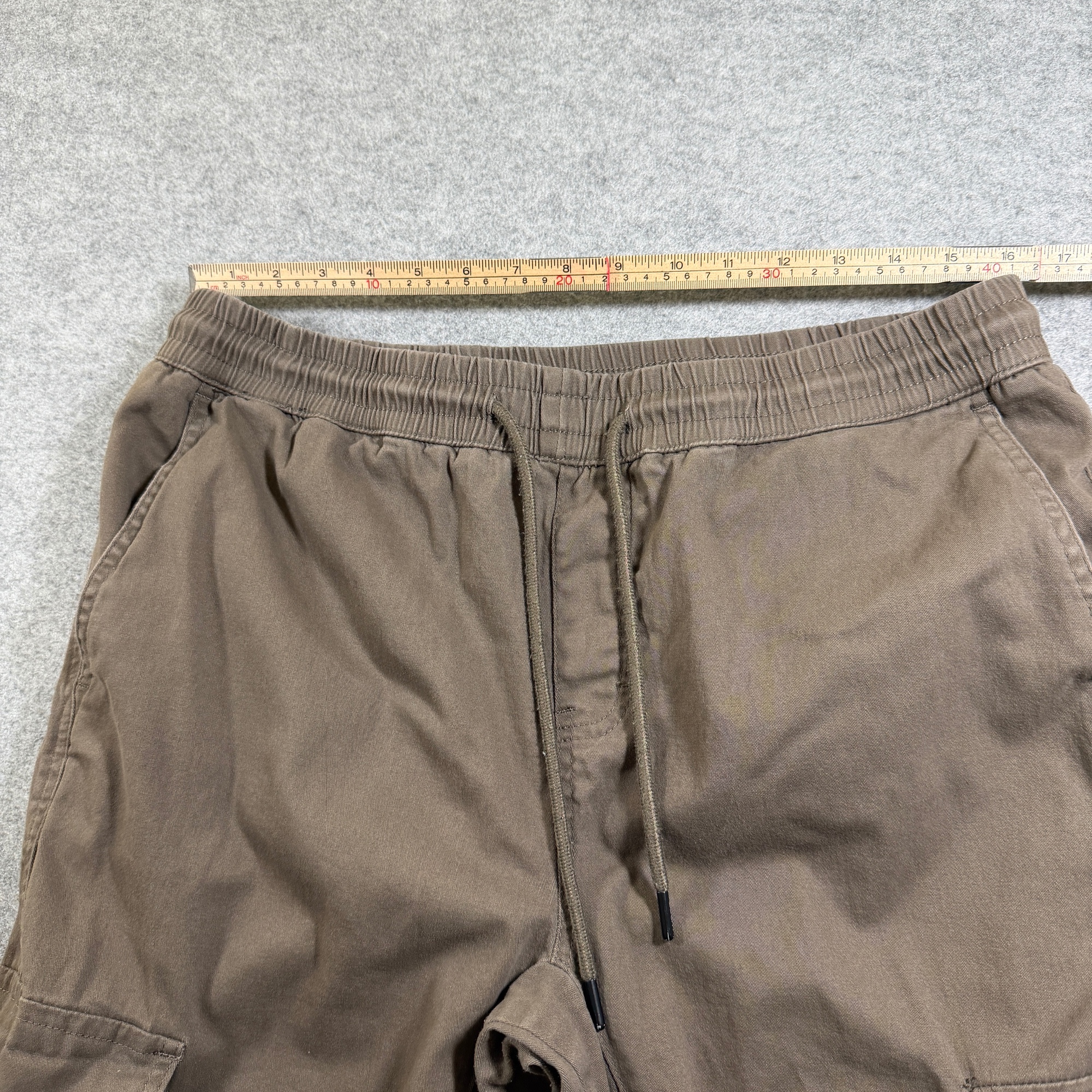 WeSC Cargo Jogger Pants Mens XL Dark Khaki Slim Utility Drawstring Elastic Cuff thumbnail 6