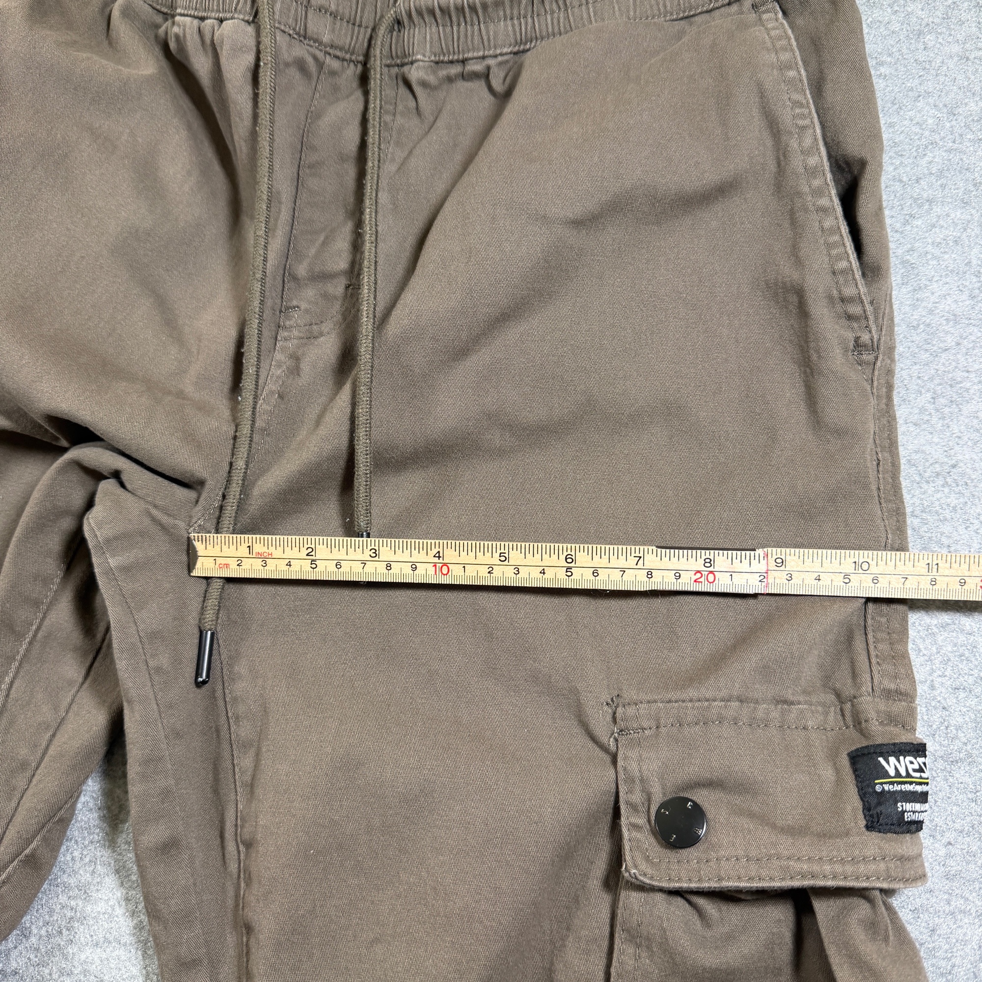 WeSC Cargo Jogger Pants Mens XL Dark Khaki Slim Utility Drawstring Elastic Cuff thumbnail 8