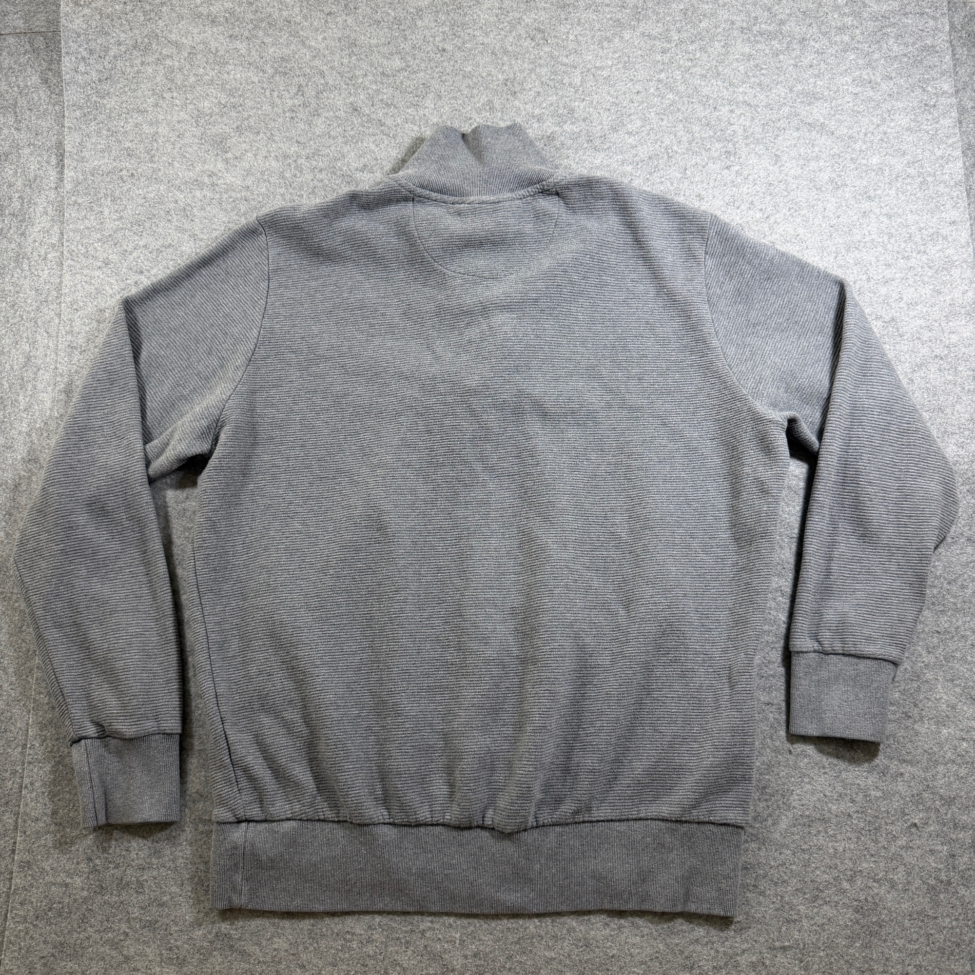 Banana Republic Quarter Zip Sweater Mens LG Gray Ribbed Cotton Relaxed Fit Soft thumbnail 2