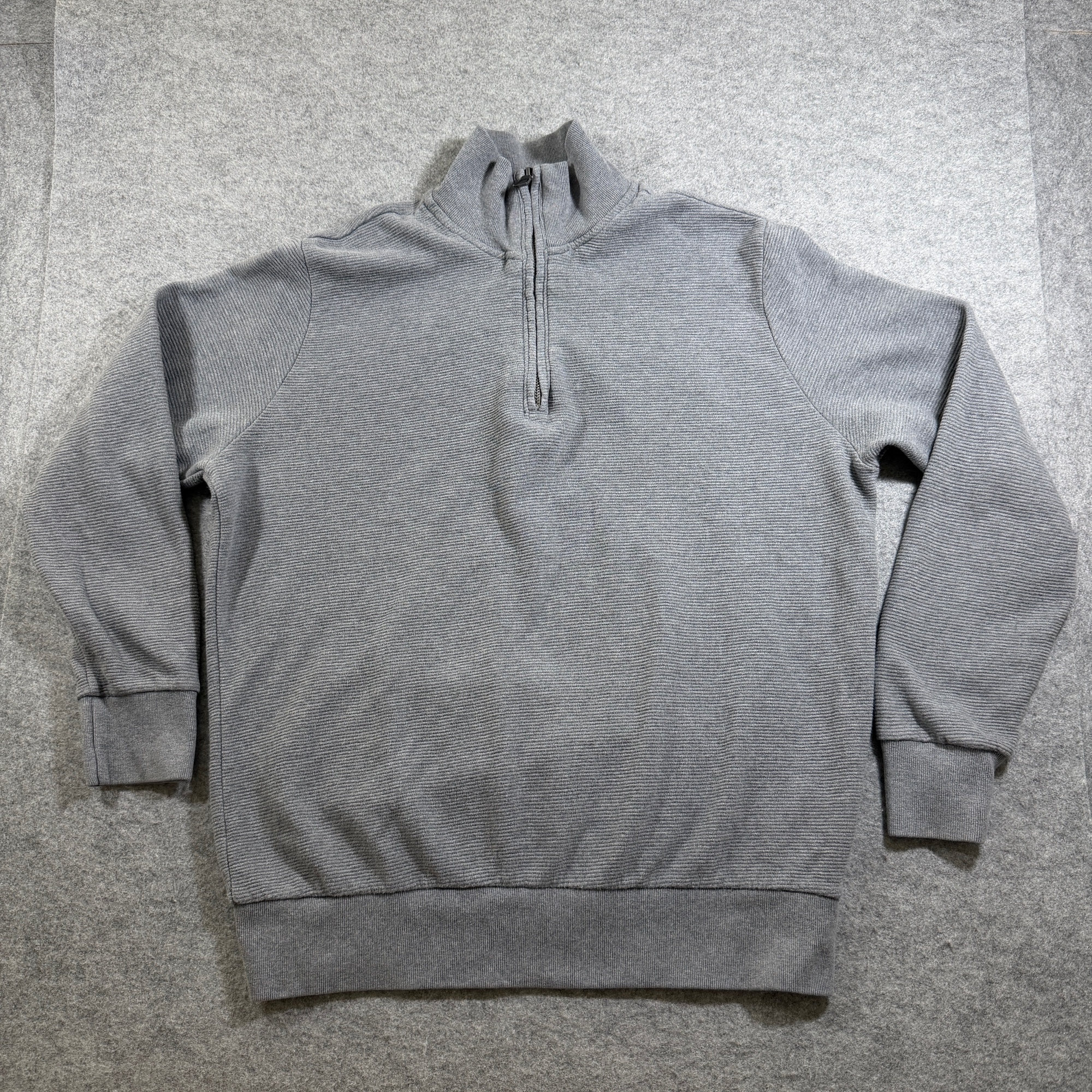 Banana Republic Quarter Zip Sweater Mens LG Gray Ribbed Cotton Relaxed Fit Soft thumbnail 5