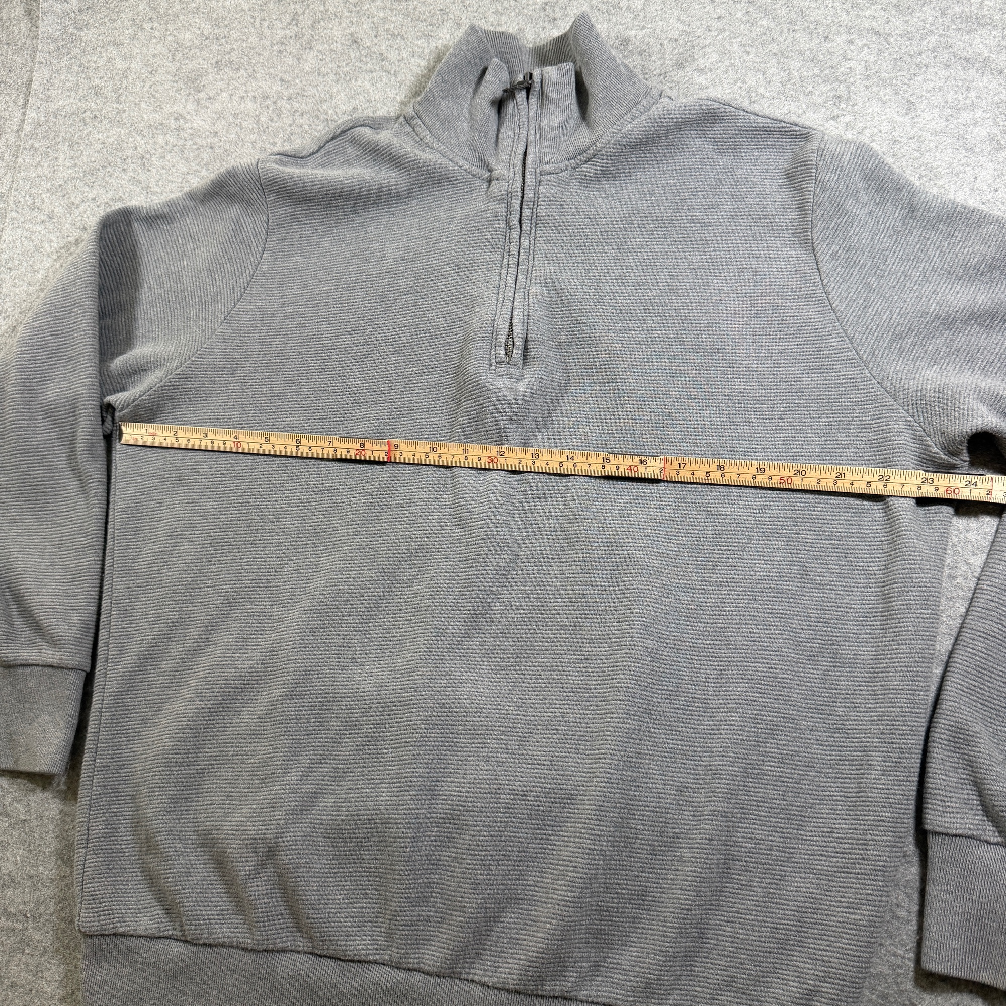 Banana Republic Quarter Zip Sweater Mens LG Gray Ribbed Cotton Relaxed Fit Soft thumbnail 6