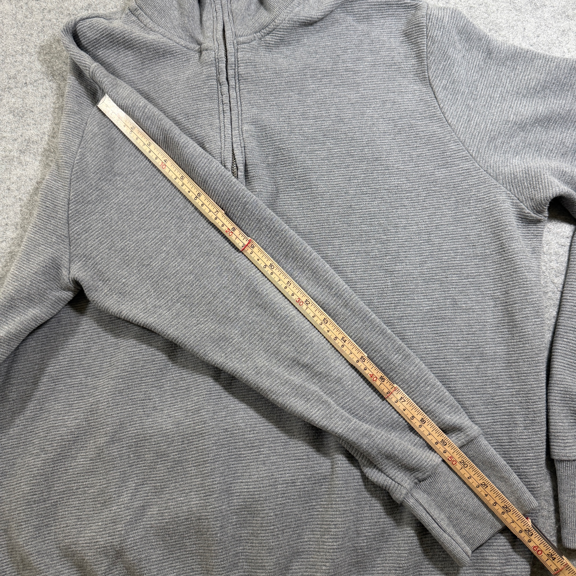 Banana Republic Quarter Zip Sweater Mens LG Gray Ribbed Cotton Relaxed Fit Soft thumbnail 8