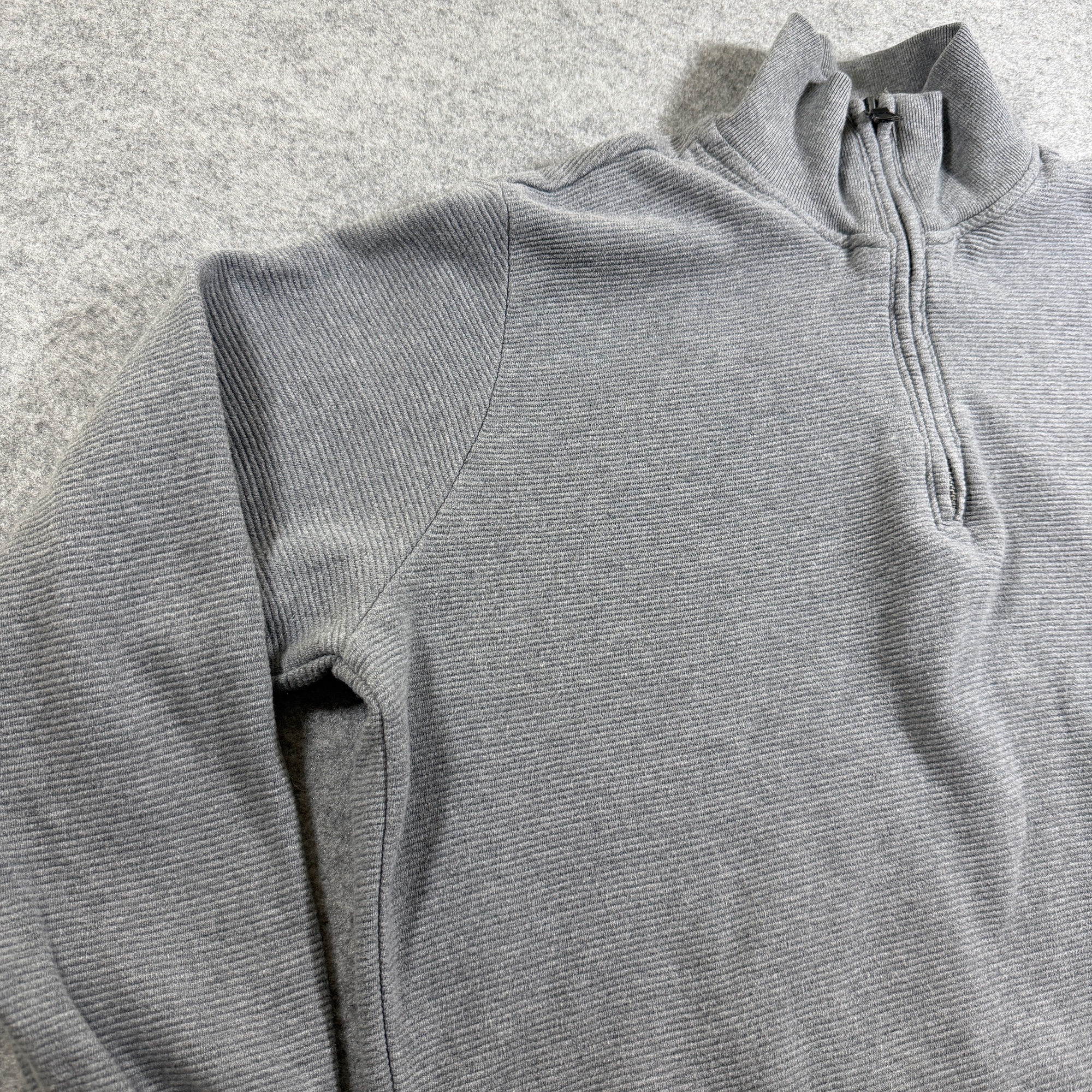 Banana Republic Quarter Zip Sweater Mens LG Gray Ribbed Cotton Relaxed Fit Soft thumbnail 9