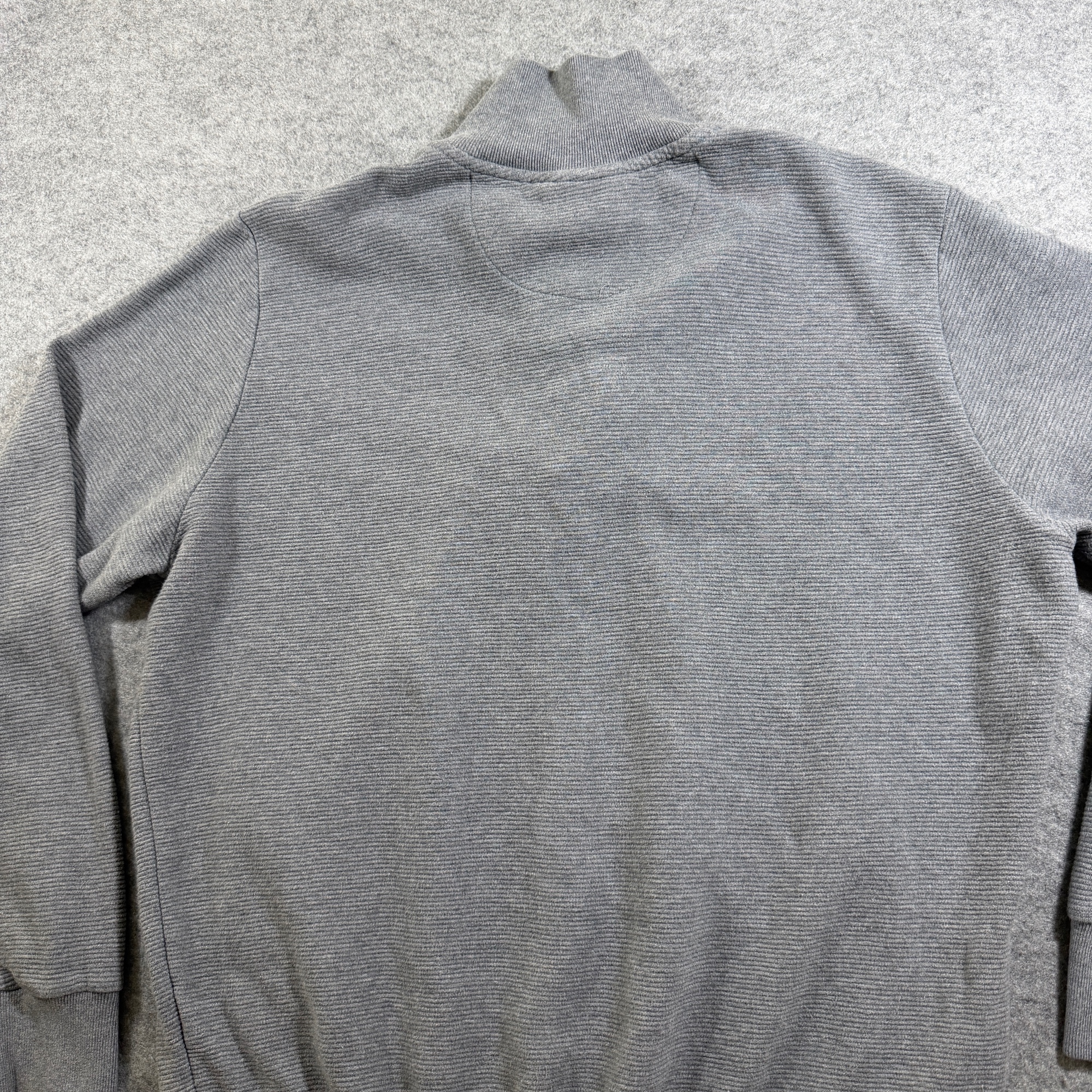Banana Republic Quarter Zip Sweater Mens LG Gray Ribbed Cotton Relaxed Fit Soft thumbnail 11