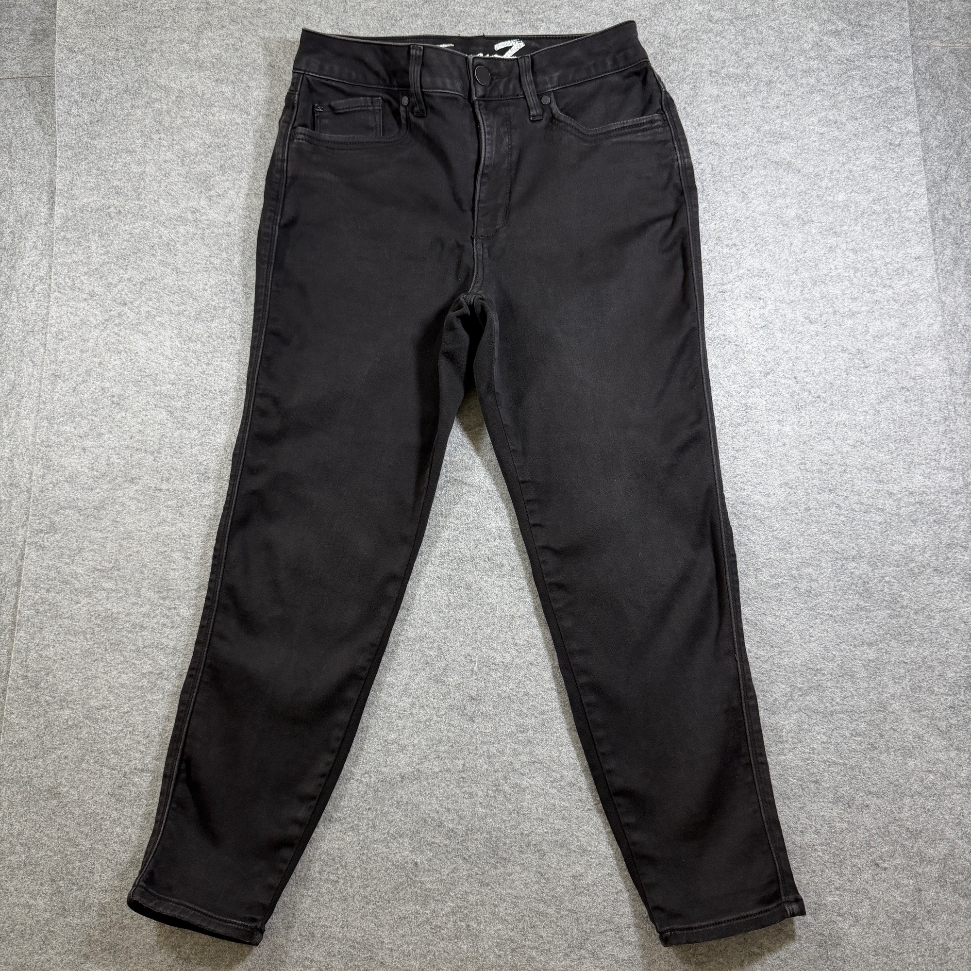 Seven7 Skinny Crop Jeans Womens 10 Black High Rise Stretch Faded Denim