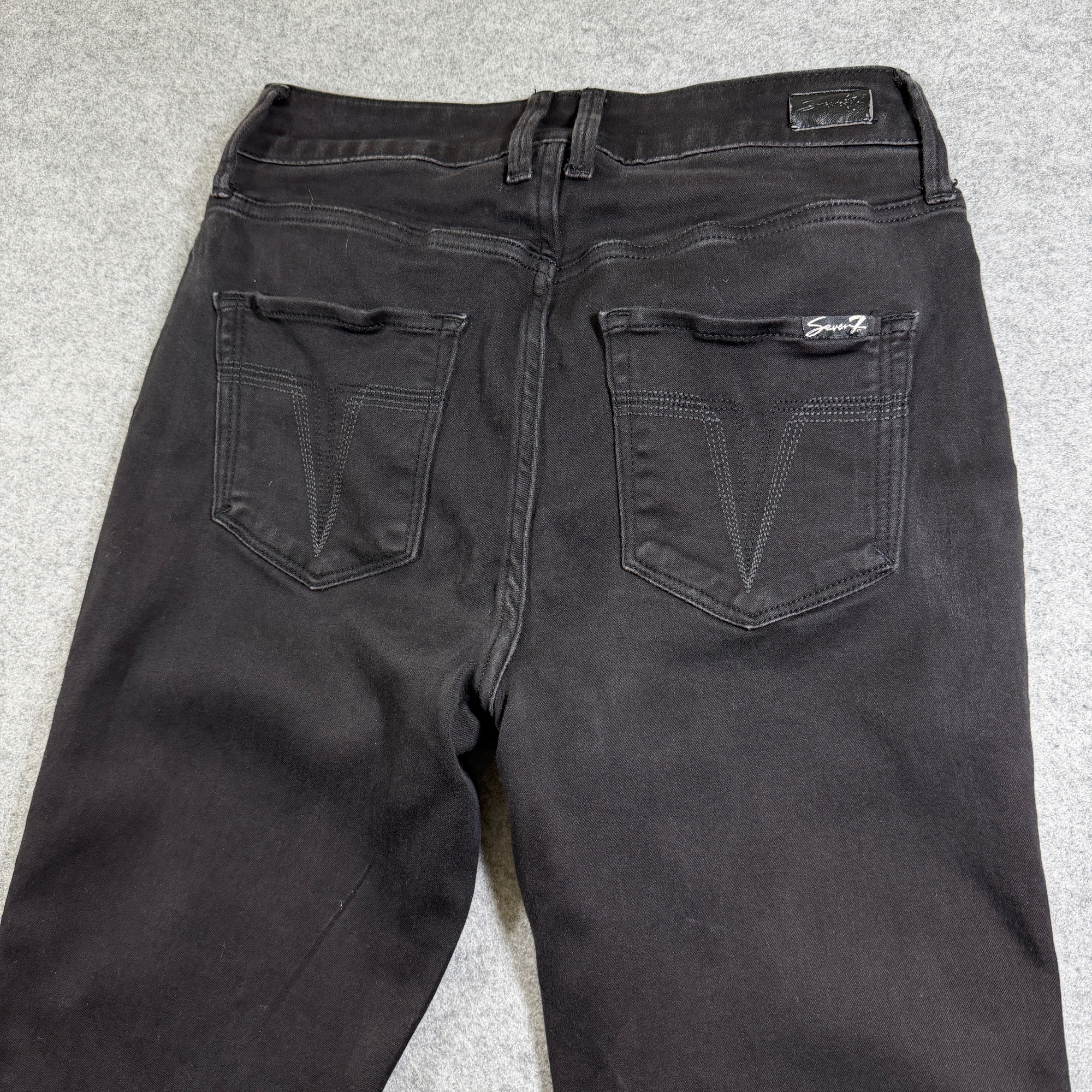 Seven7 Skinny Crop Jeans Womens 10 Black High Rise Stretch Faded Denim thumbnail 3