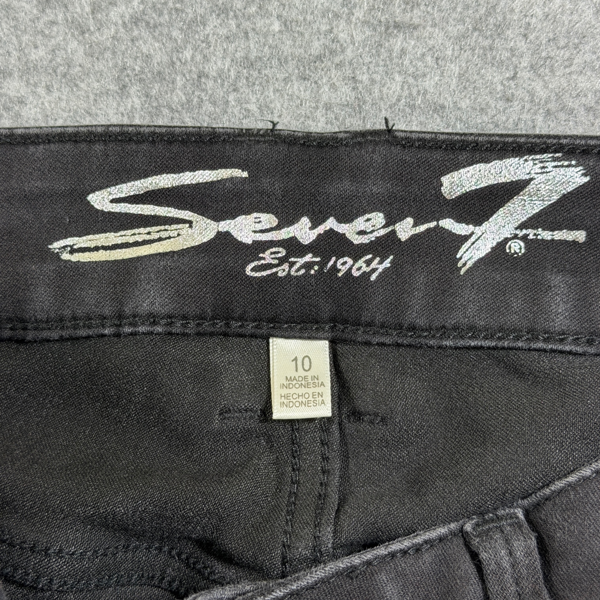 Seven7 Skinny Crop Jeans Womens 10 Black High Rise Stretch Faded Denim thumbnail 5