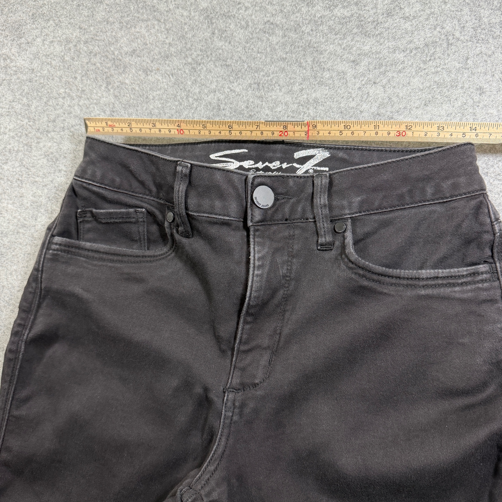 Seven7 Skinny Crop Jeans Womens 10 Black High Rise Stretch Faded Denim thumbnail 8