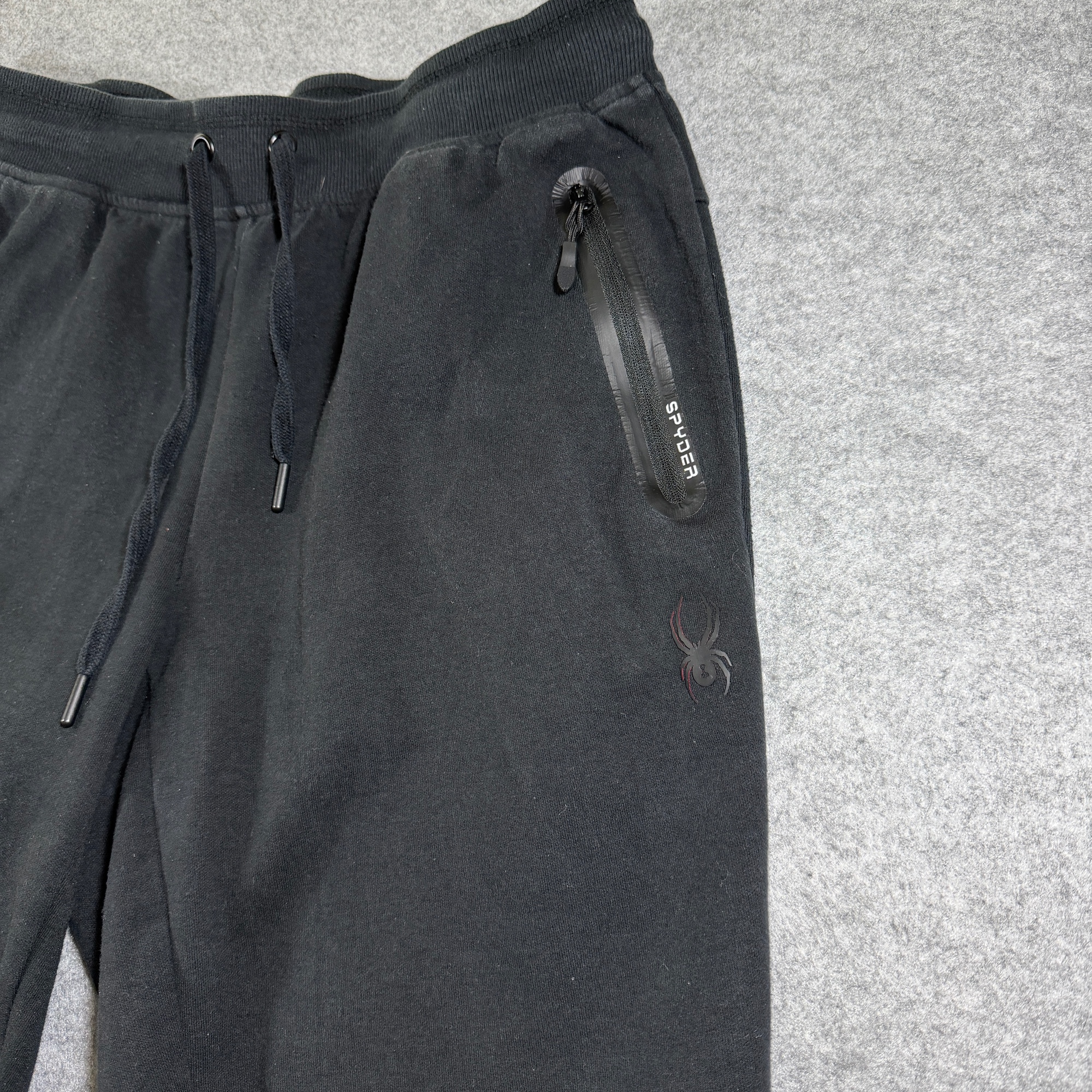 Spyder Active Joggers Mens L Black Drawstring Zip Pockets Ribbed Cuffs Taper thumbnail 3
