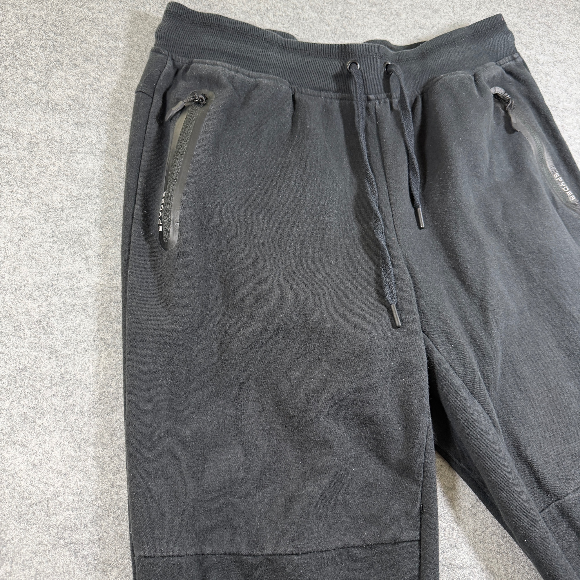 Spyder Active Joggers Mens L Black Drawstring Zip Pockets Ribbed Cuffs Taper thumbnail 5