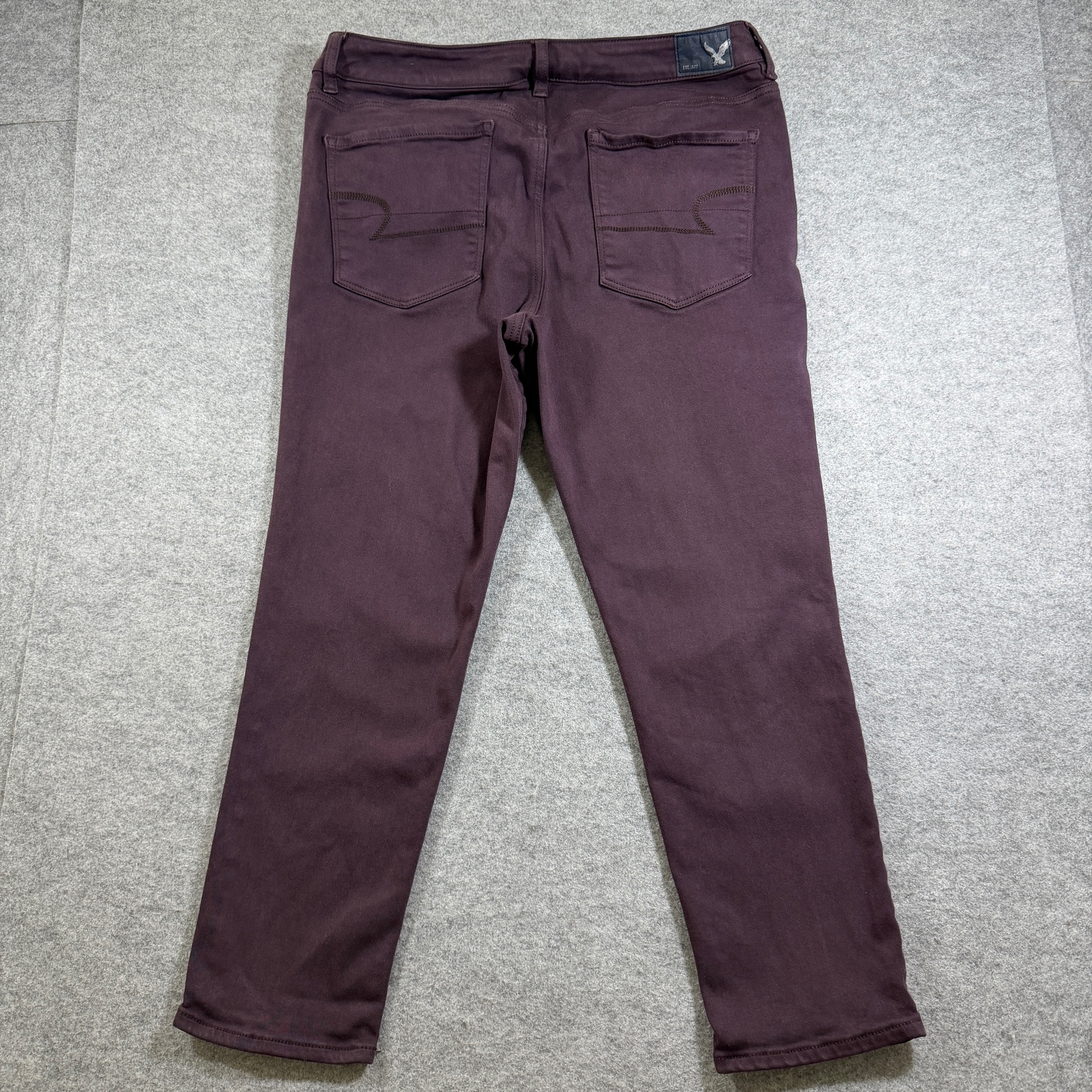 American Eagle Jegging Crop Jeans Womens 14 Long Maroon Hi Rise Stretch Slim thumbnail 2