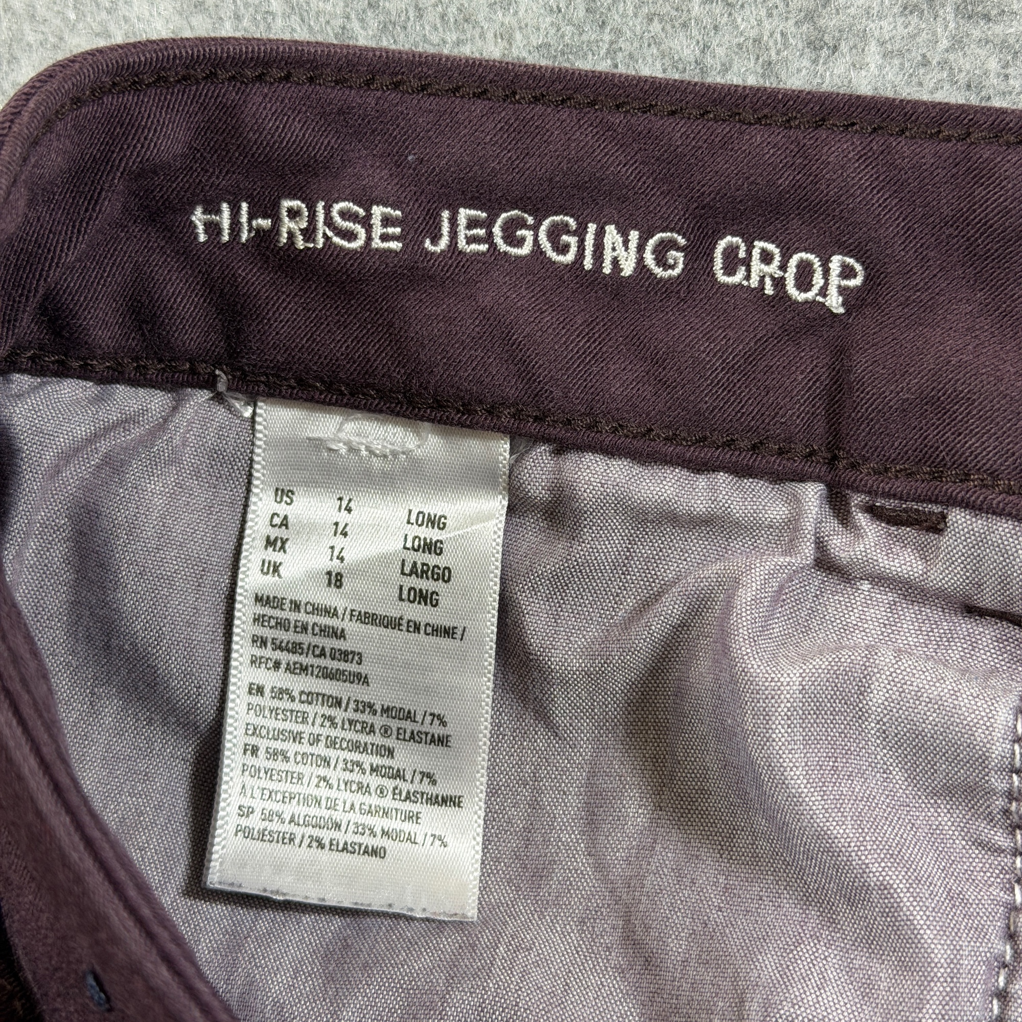 American Eagle Jegging Crop Jeans Womens 14 Long Maroon Hi Rise Stretch Slim thumbnail 3