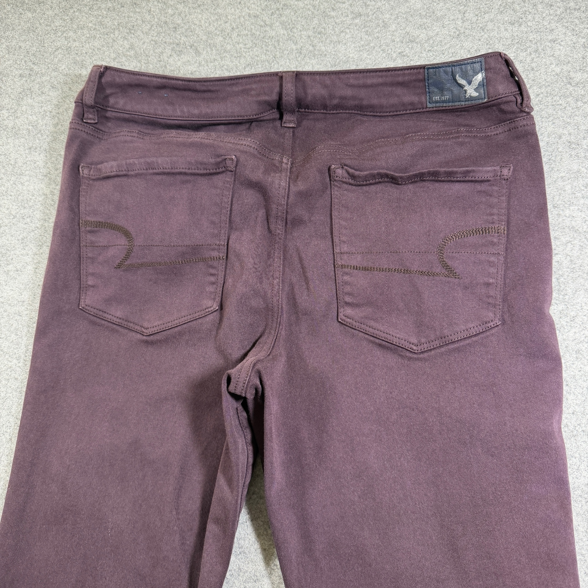 American Eagle Jegging Crop Jeans Womens 14 Long Maroon Hi Rise Stretch Slim thumbnail 4