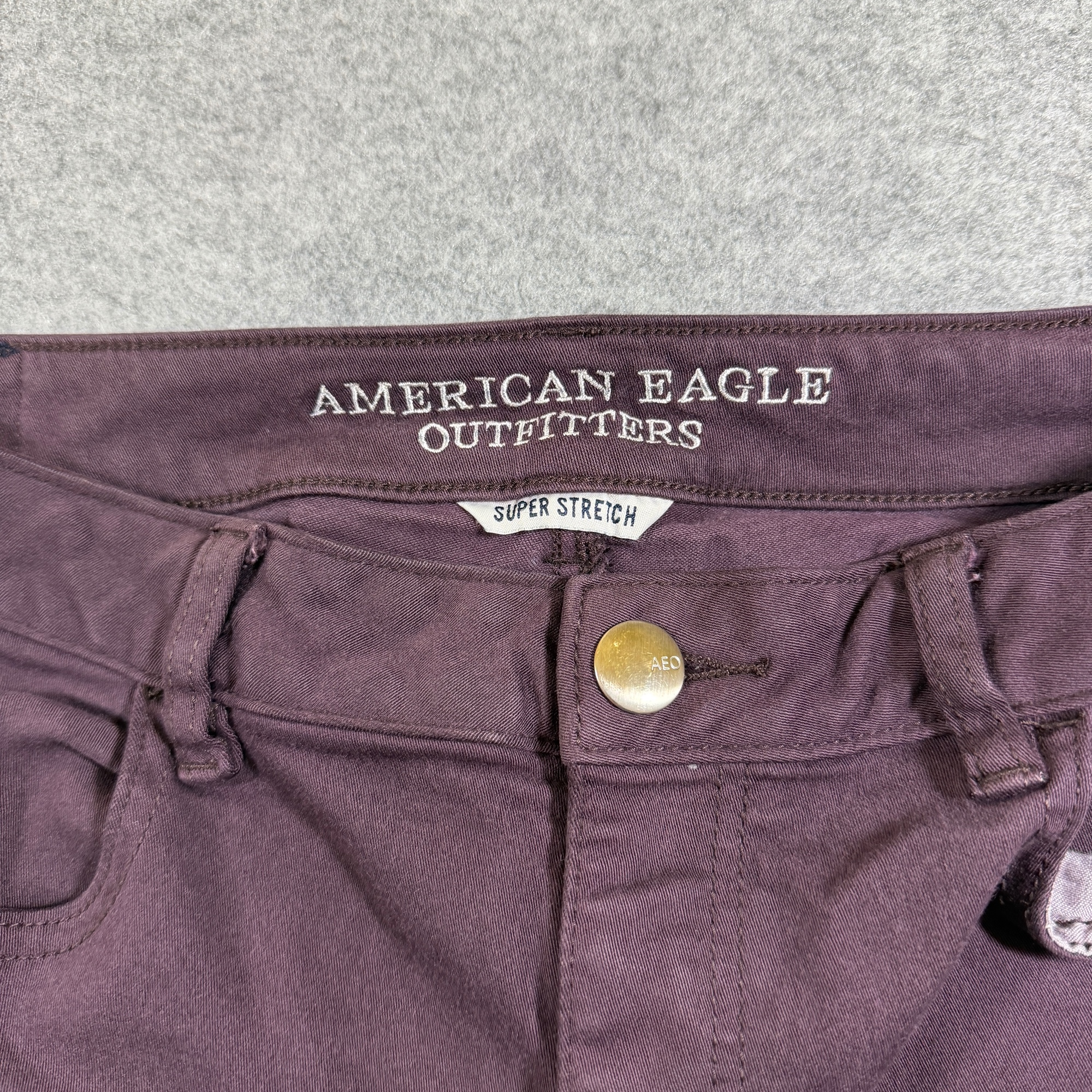 American Eagle Jegging Crop Jeans Womens 14 Long Maroon Hi Rise Stretch Slim thumbnail 5
