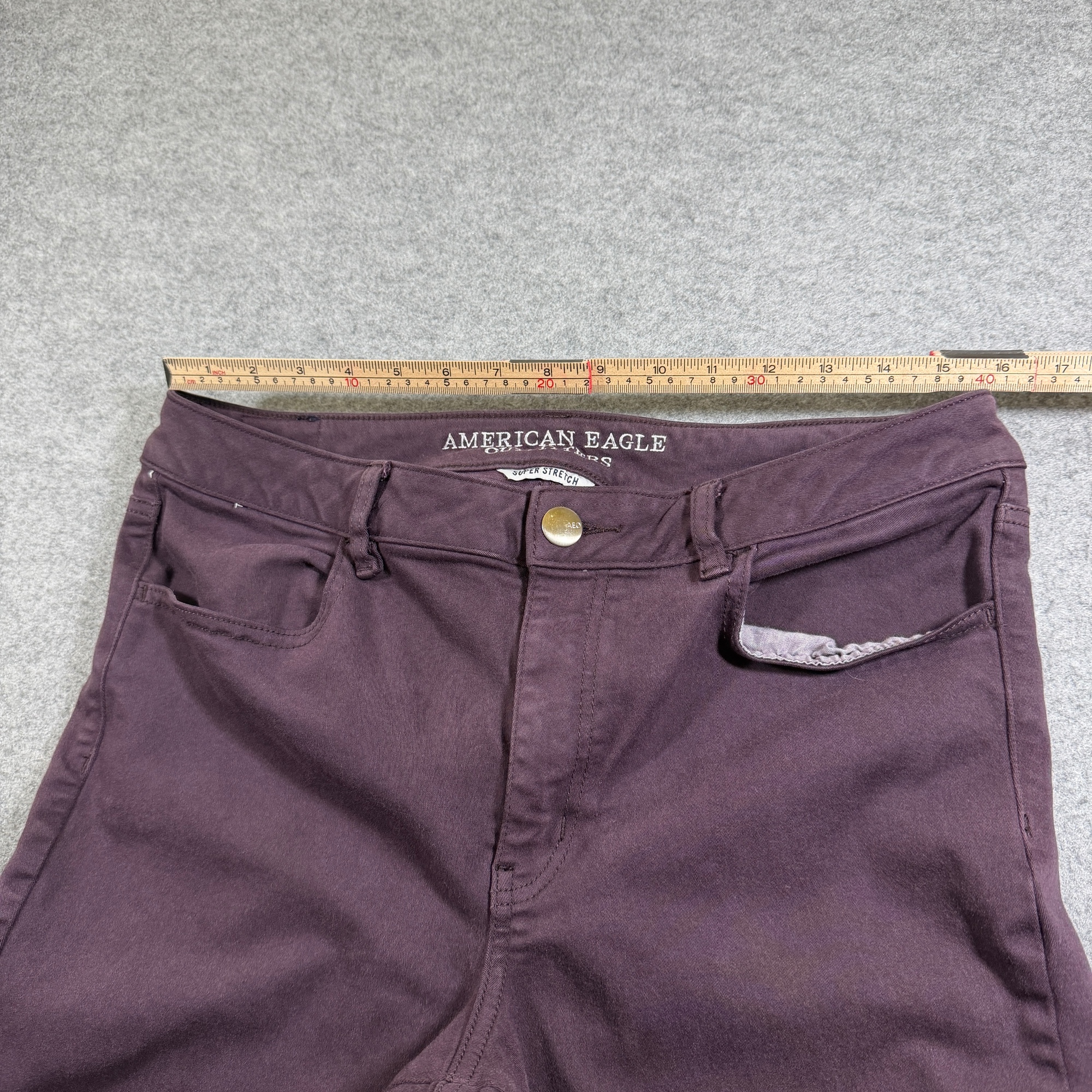 American Eagle Jegging Crop Jeans Womens 14 Long Maroon Hi Rise Stretch Slim thumbnail 7