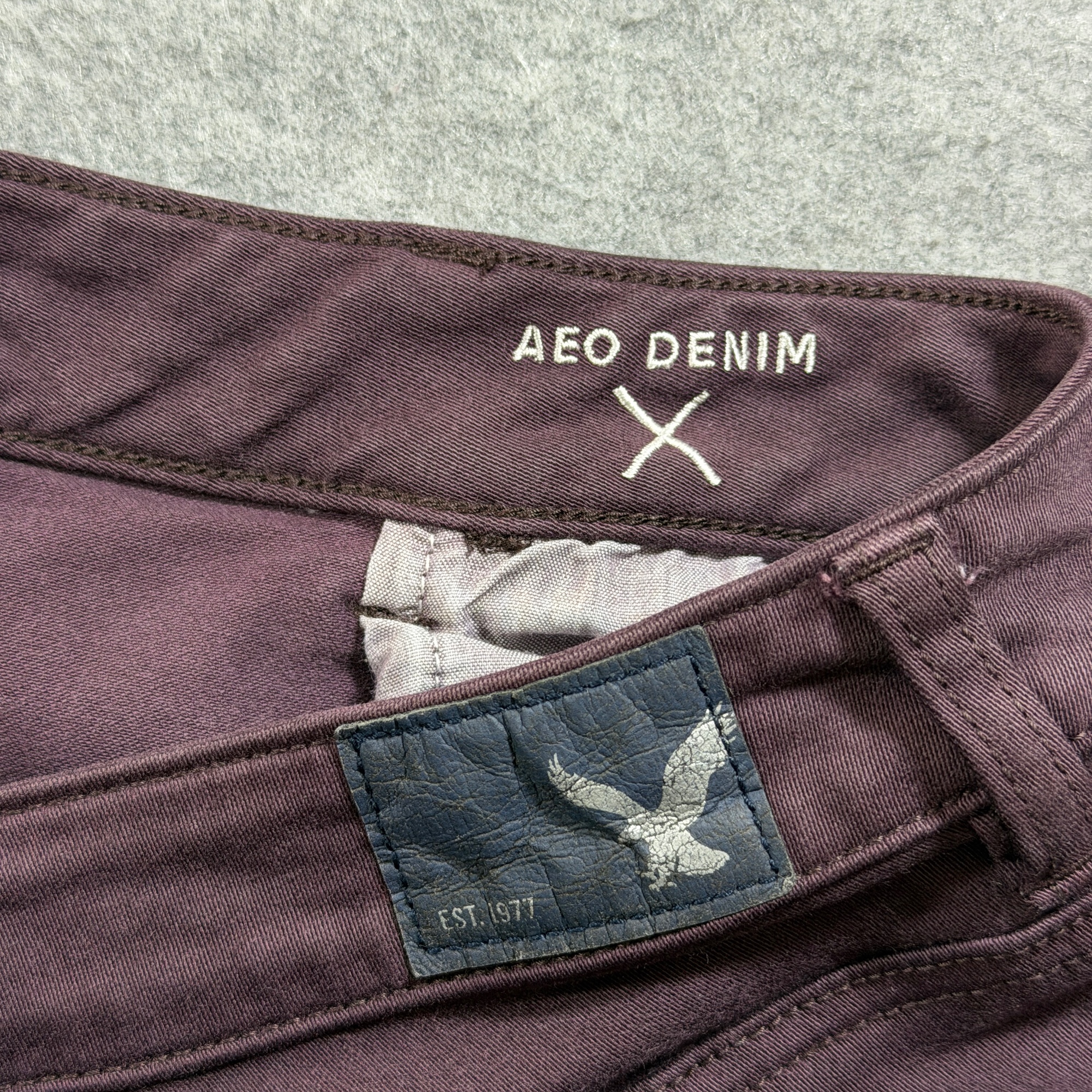 American Eagle Jegging Crop Jeans Womens 14 Long Maroon Hi Rise Stretch Slim thumbnail 9