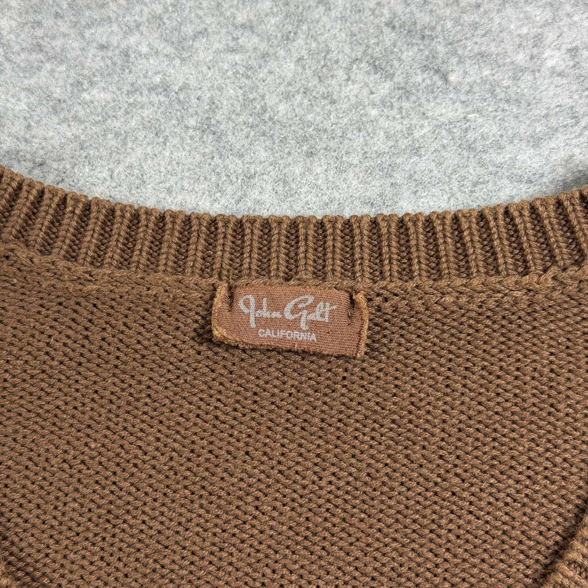 John Galt V-Neck Knit Sweater Womens OS Brown Ribbed Cuffs Relaxed Fit Cotton thumbnail 3