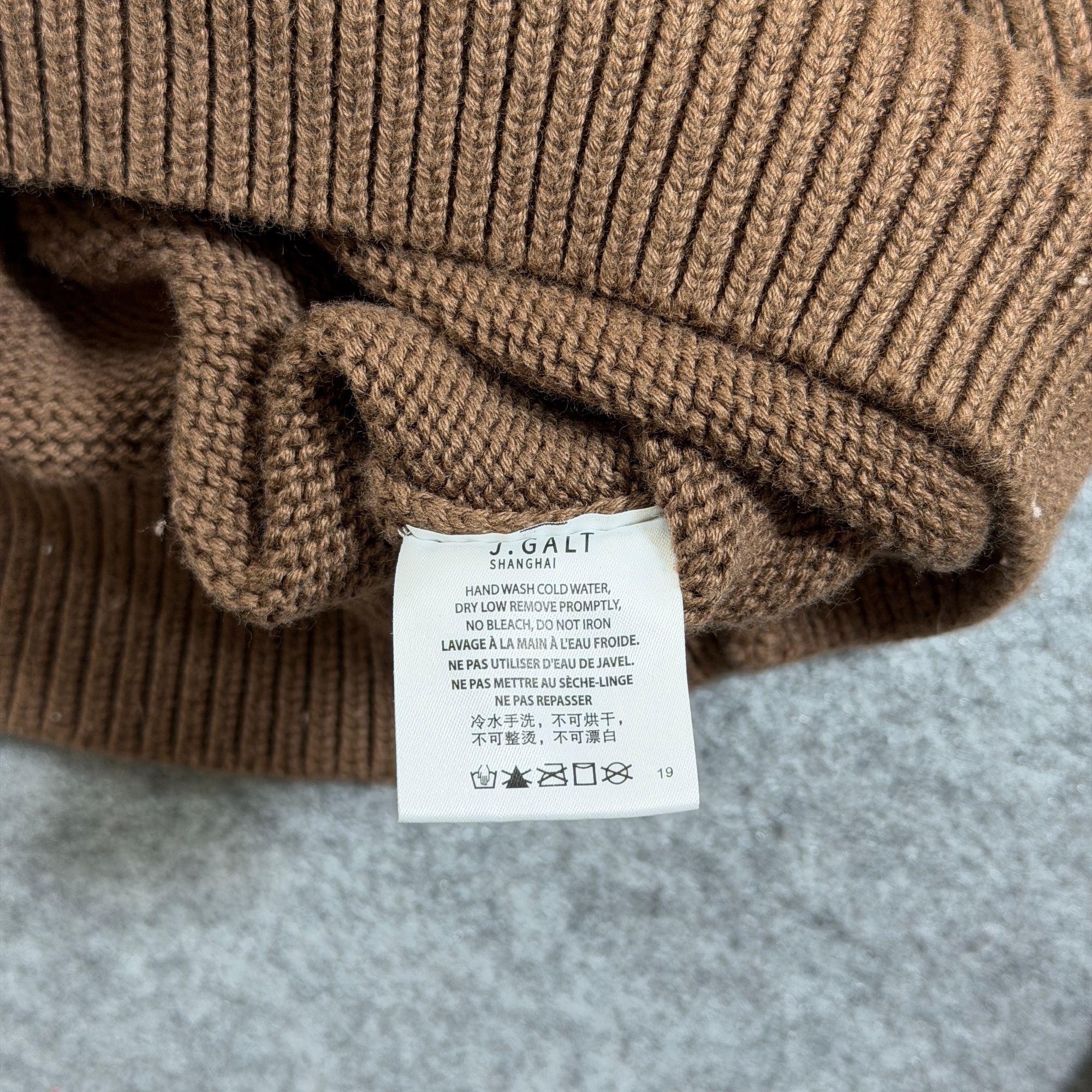 John Galt V-Neck Knit Sweater Womens OS Brown Ribbed Cuffs Relaxed Fit Cotton thumbnail 11