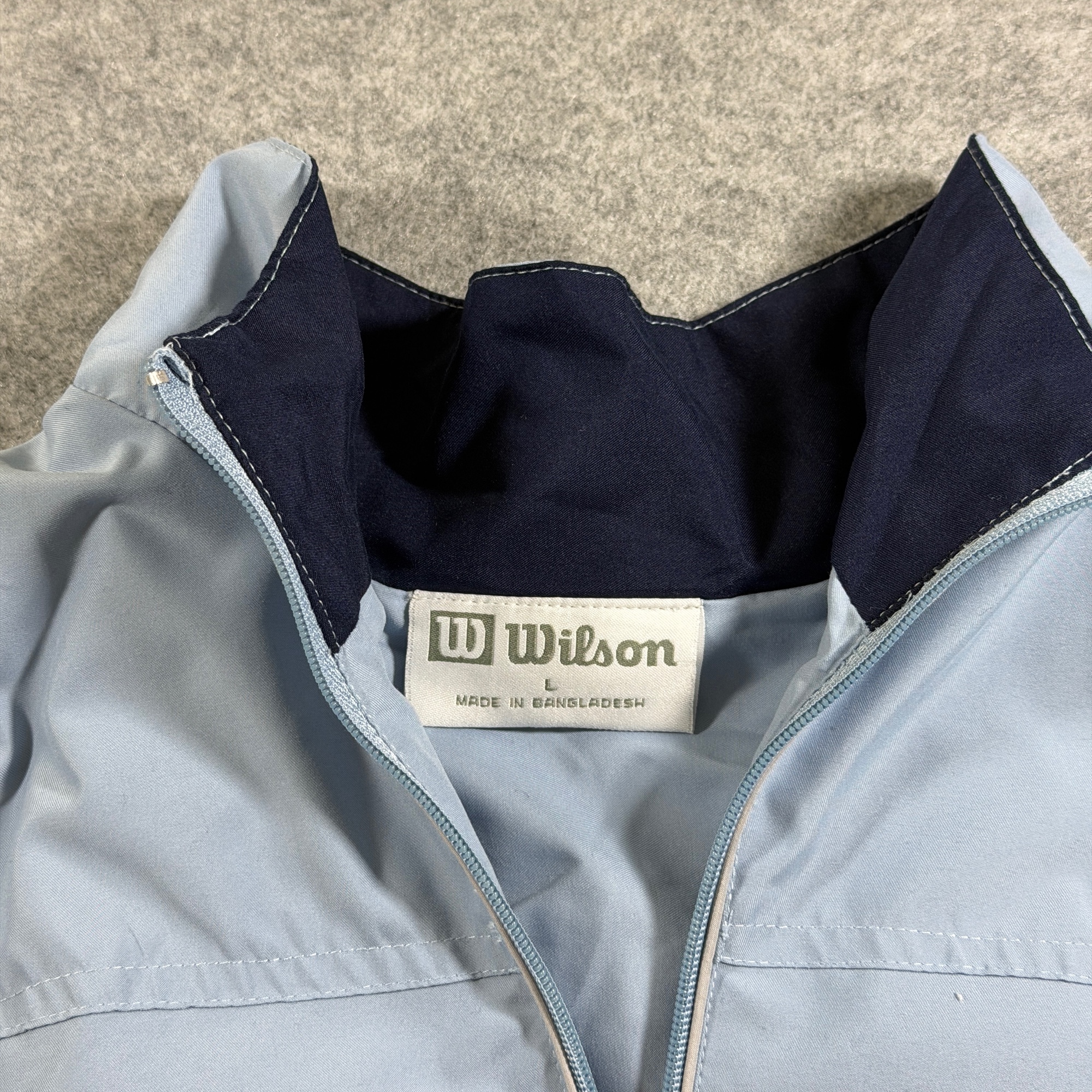 Wilson Windbreaker Jacket Mens L Blue Navy Full Zip Drawstring Hem Lightweight thumbnail 5