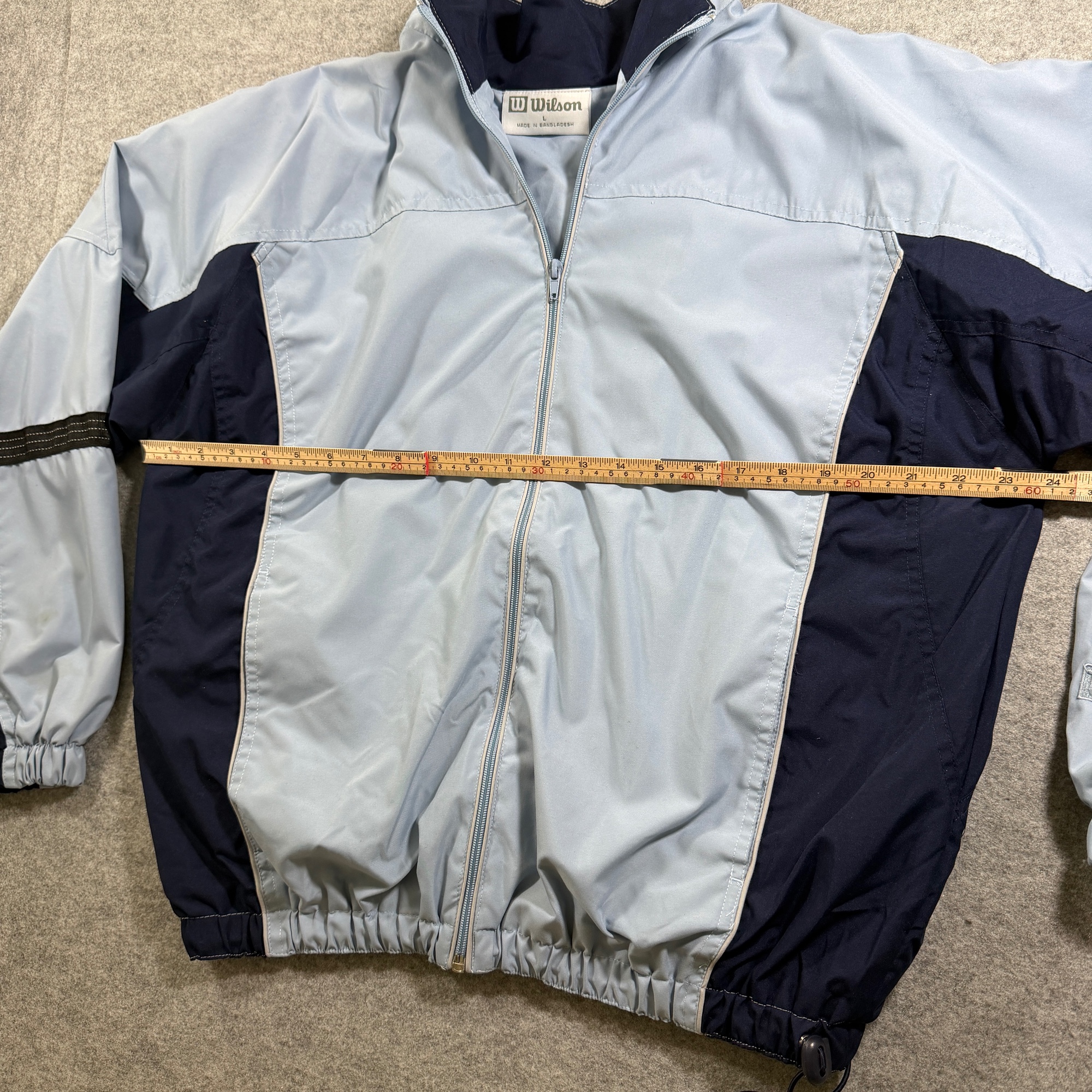 Wilson Windbreaker Jacket Mens L Blue Navy Full Zip Drawstring Hem Lightweight thumbnail 6