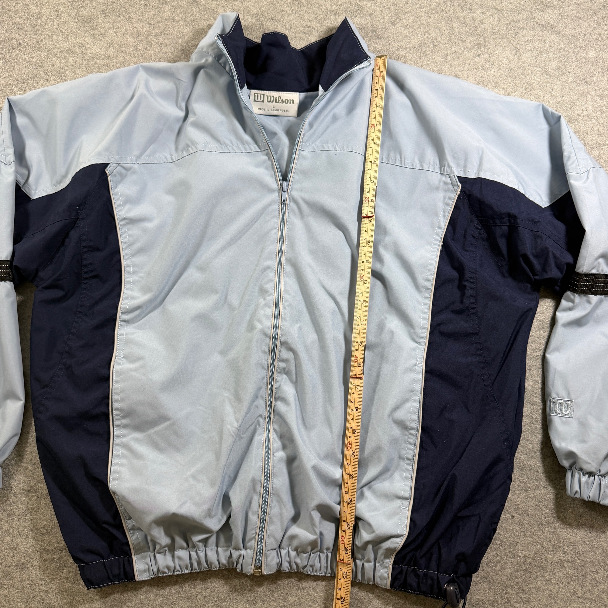 Wilson Windbreaker Jacket Mens L Blue Navy Full Zip Drawstring Hem Lightweight thumbnail 7