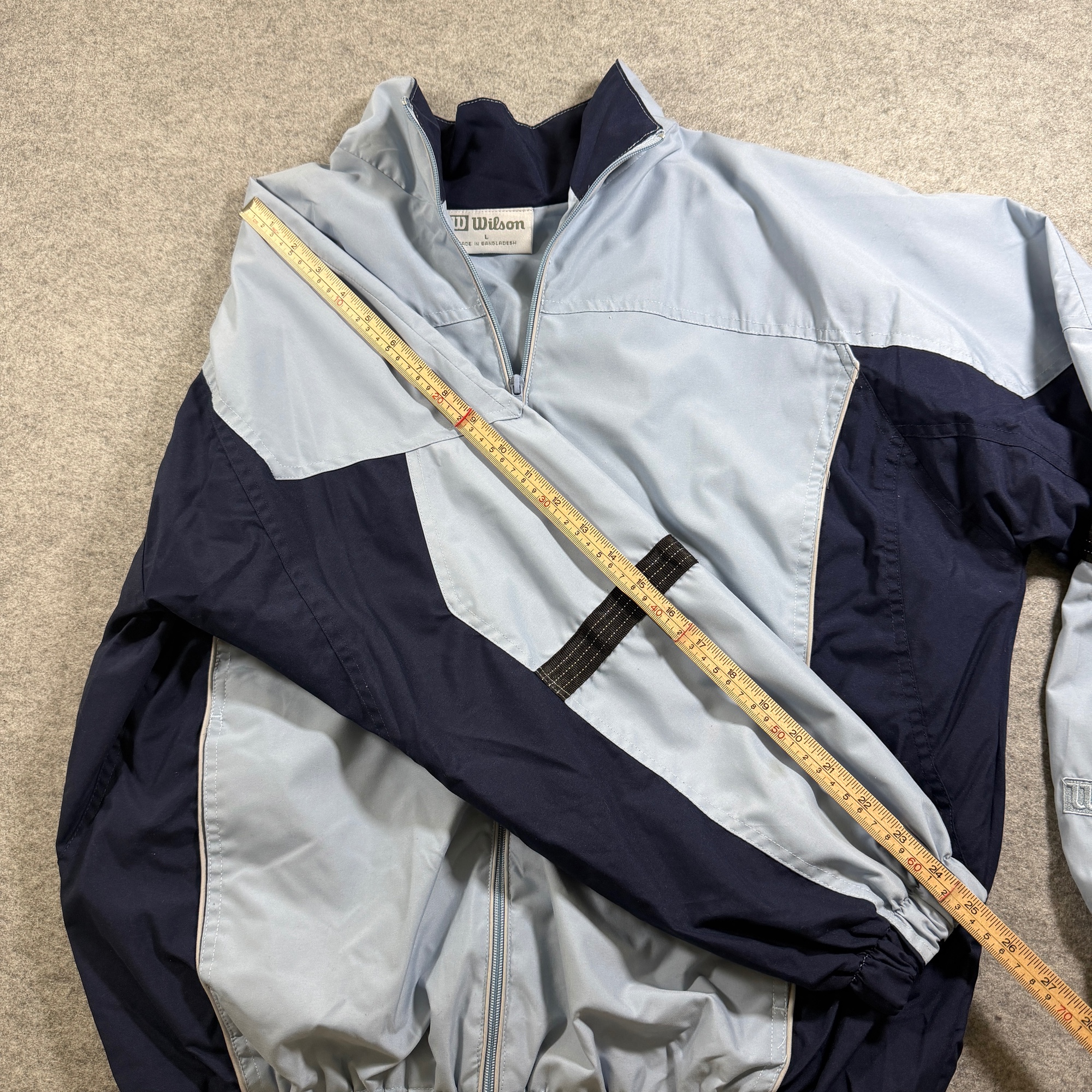 Wilson Windbreaker Jacket Mens L Blue Navy Full Zip Drawstring Hem Lightweight thumbnail 8