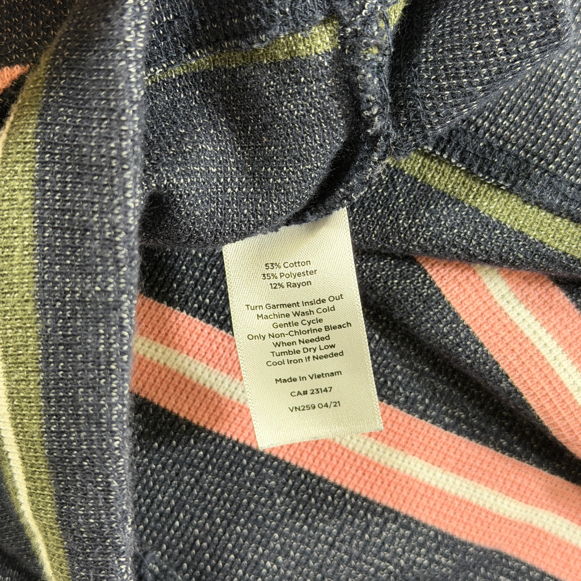 T by Talbots Striped Sweater Womens M Navy Teal Crossover Hem Long Sleeve Cotton thumbnail 10