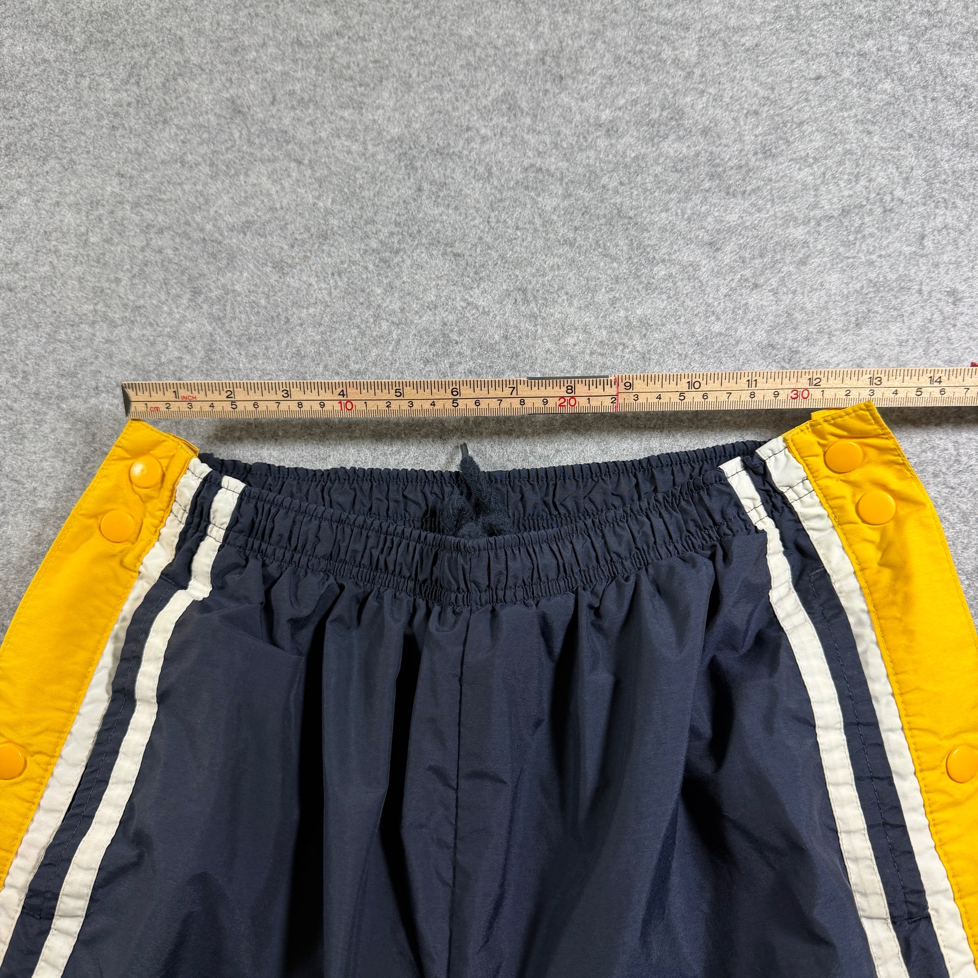Vintage Holloway Track Pants Mens M Navy Yellow Stripe Snap Side Tearaway Wind thumbnail 7