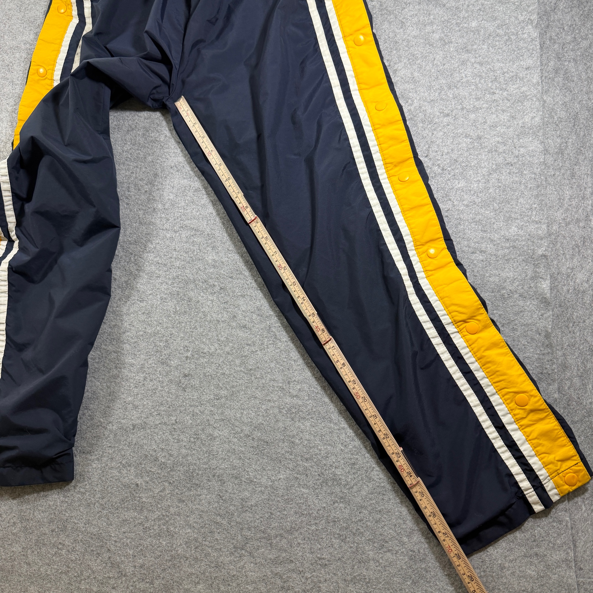 Vintage Holloway Track Pants Mens M Navy Yellow Stripe Snap Side Tearaway Wind thumbnail 8