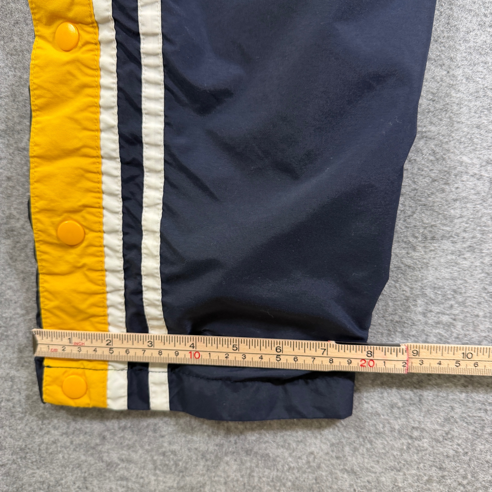 Vintage Holloway Track Pants Mens M Navy Yellow Stripe Snap Side Tearaway Wind thumbnail 10