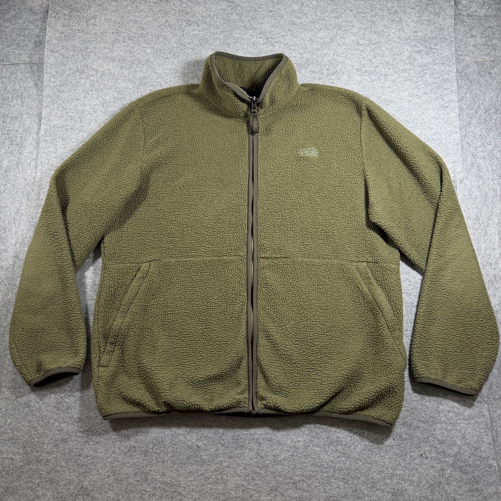 The North Face Campshire Fleece Jacket Mens XL Olive Green Sherpa Full Zip