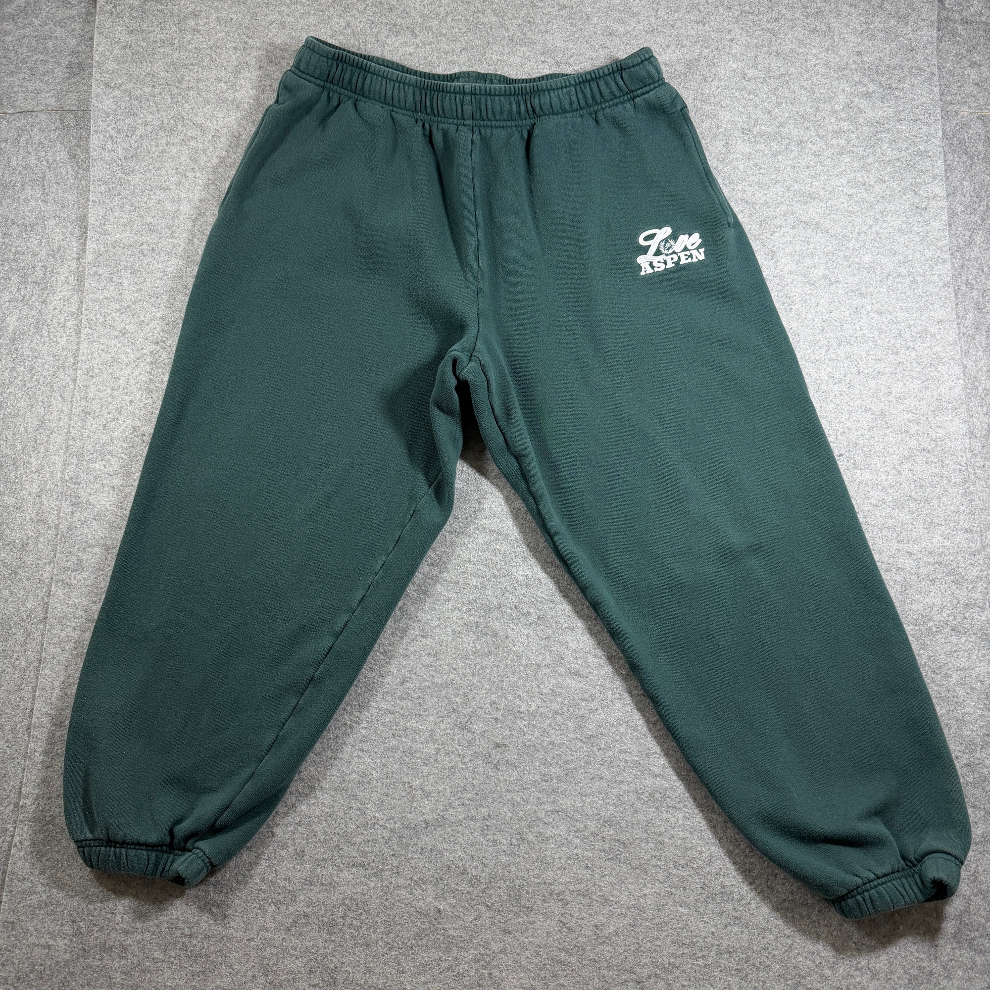 PINK Victoria's Secret Sweatpants Womens L Dark Green Love Aspen Graphic Jogger