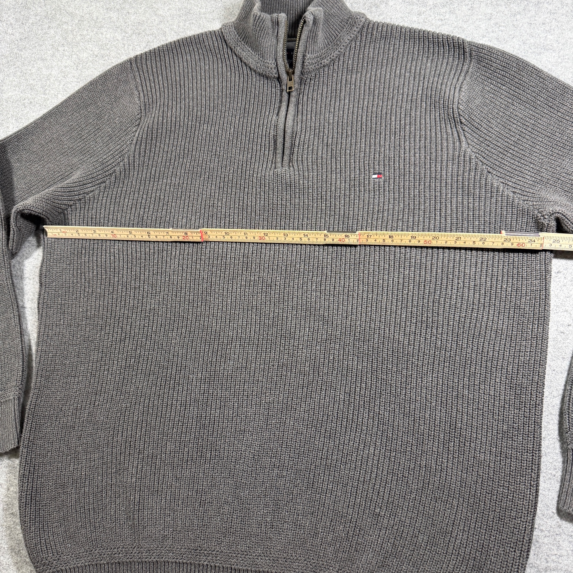 Tommy Hilfiger Quarter Zip Sweater Mens XXL Gray Ribbed Knit Mock Neck Cotton thumbnail 6