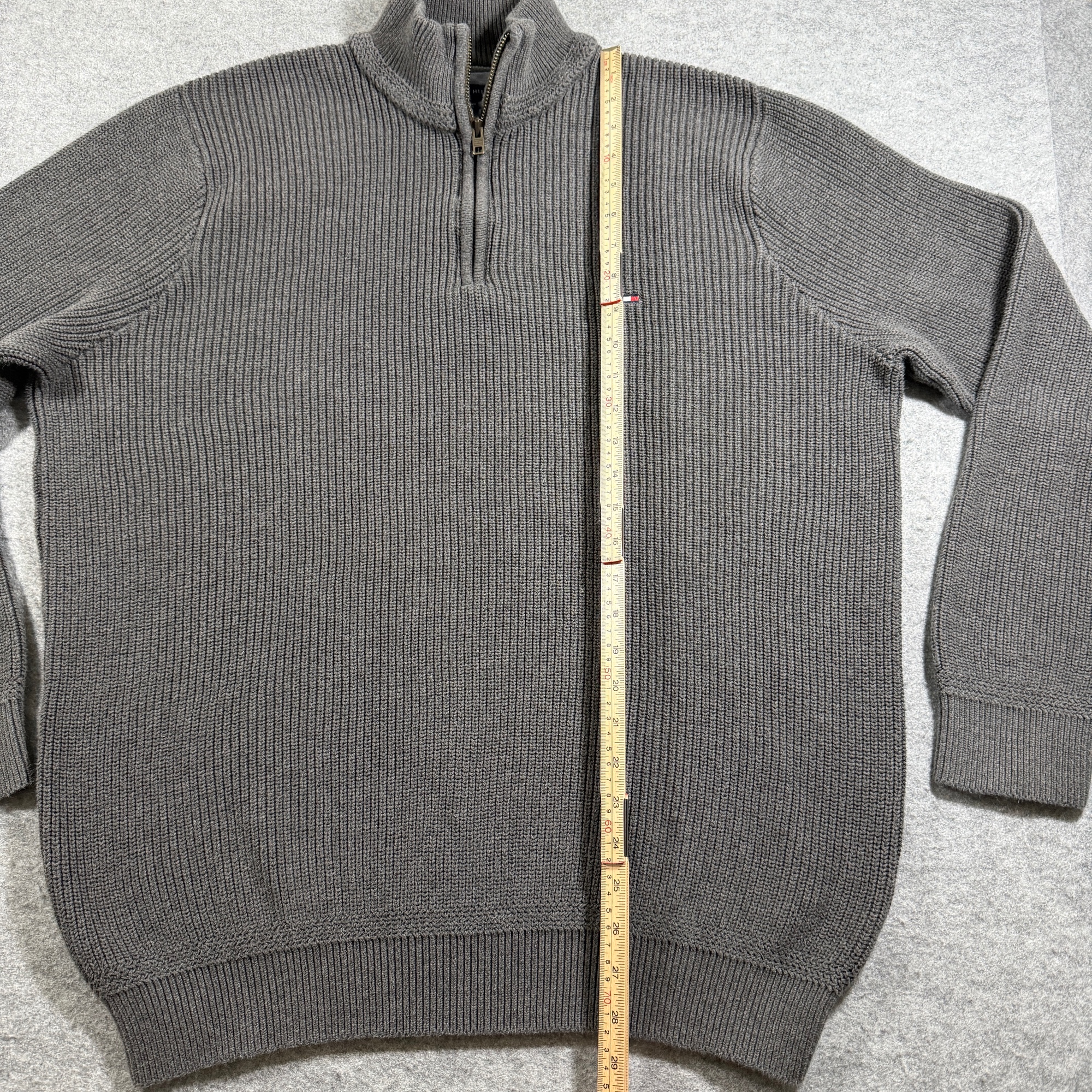 Tommy Hilfiger Quarter Zip Sweater Mens XXL Gray Ribbed Knit Mock Neck Cotton thumbnail 7