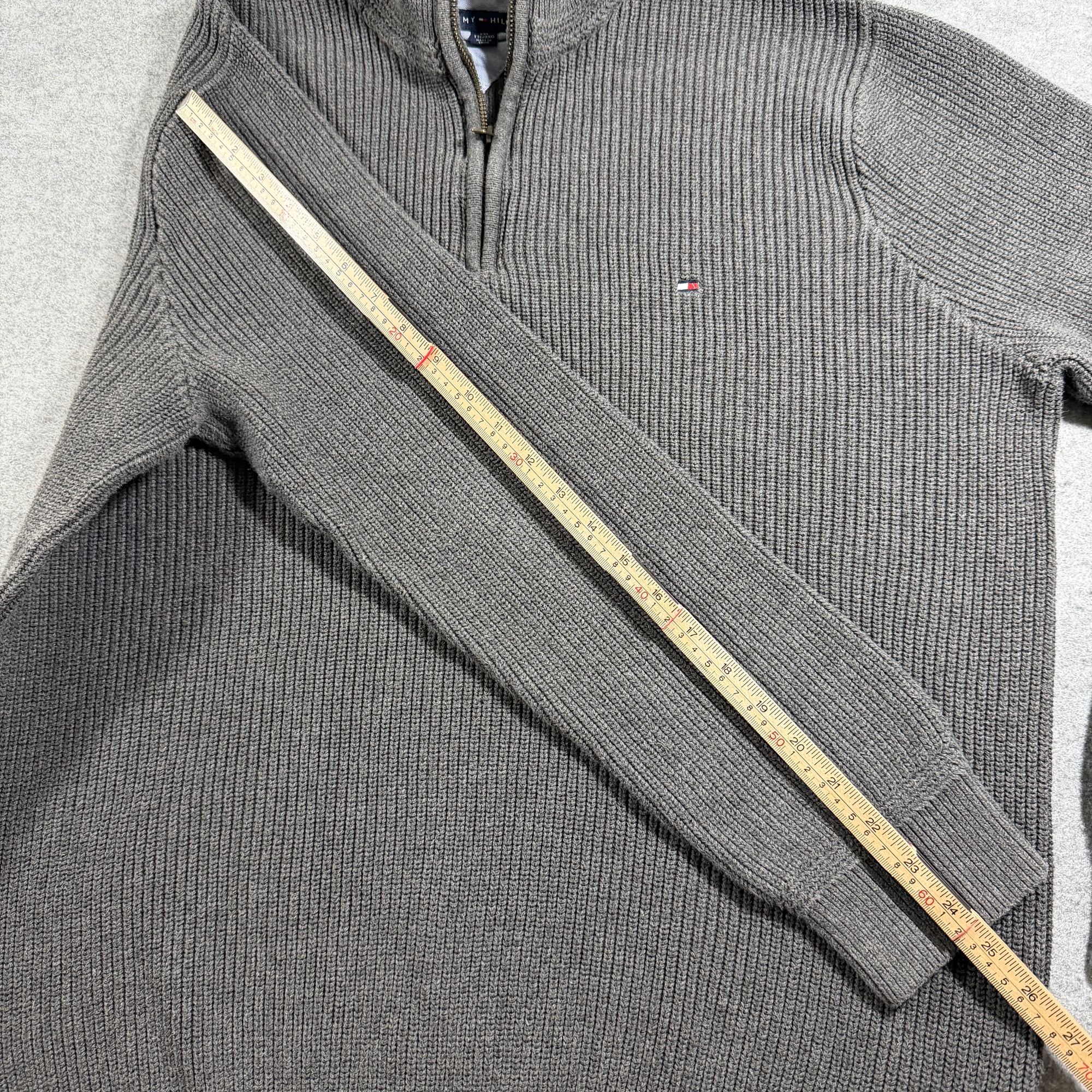 Tommy Hilfiger Quarter Zip Sweater Mens XXL Gray Ribbed Knit Mock Neck Cotton thumbnail 8