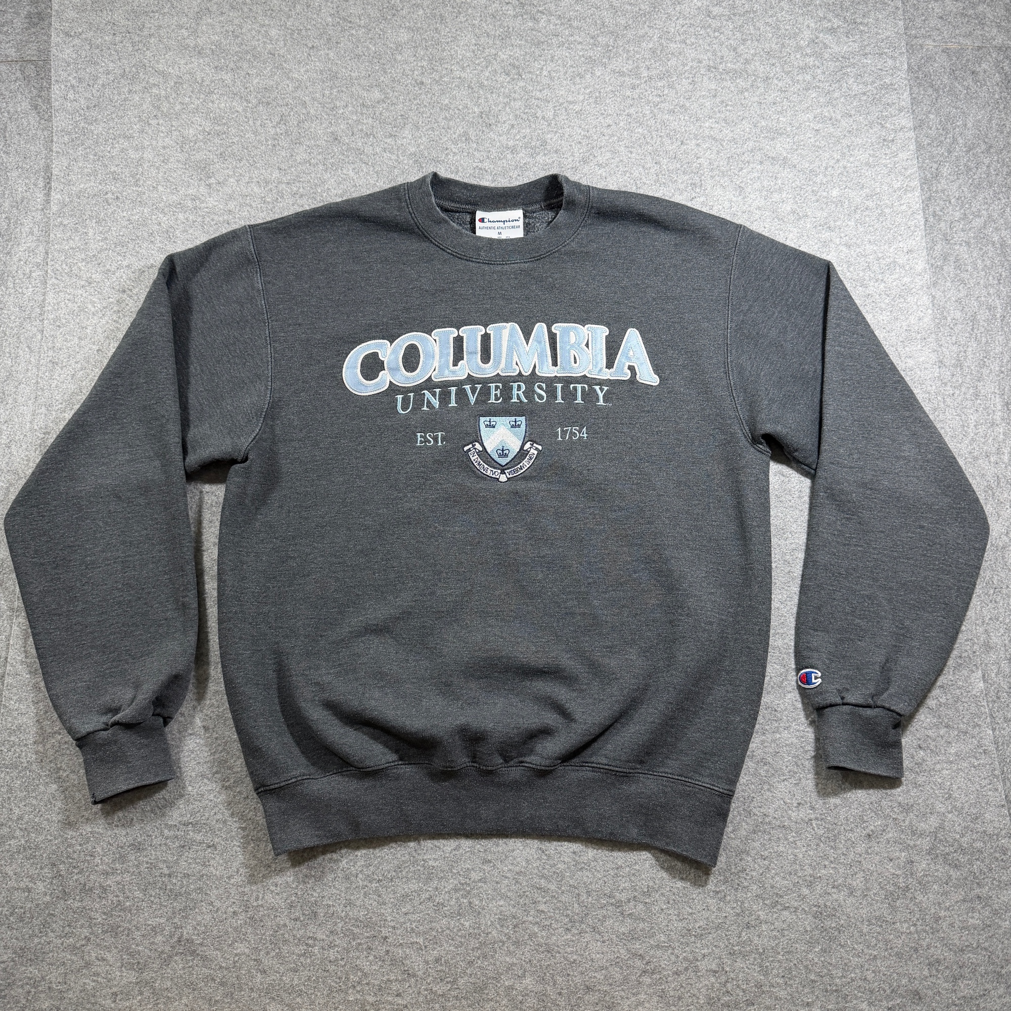 Vintage Champion Sweatshirt Mens M Charcoal Gray Columbia University Crewneck