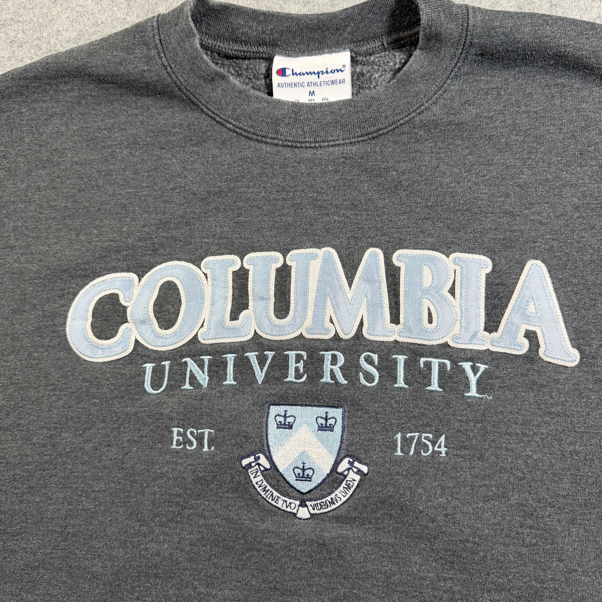 Vintage Champion Sweatshirt Mens M Charcoal Gray Columbia University Crewneck thumbnail 10