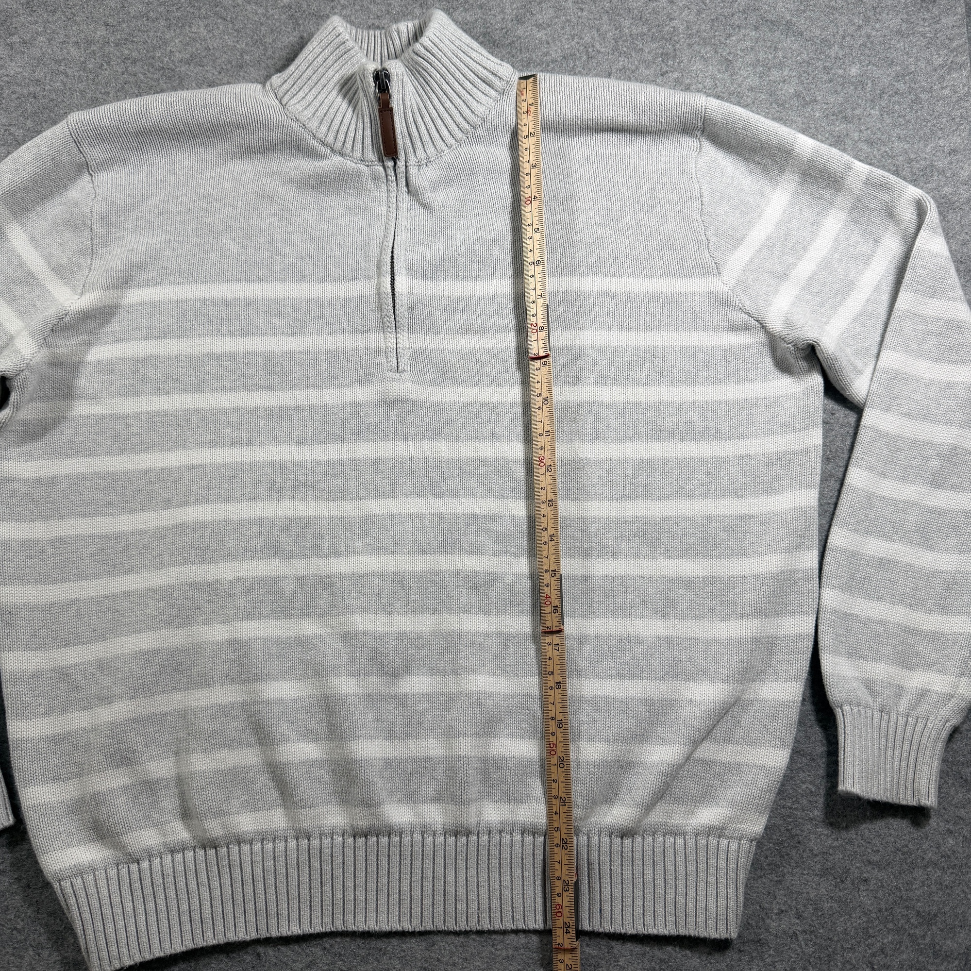 Brandy Melville Quarter Zip Sweater Womens OS Gray White Striped Cotton Ribbed thumbnail 7
