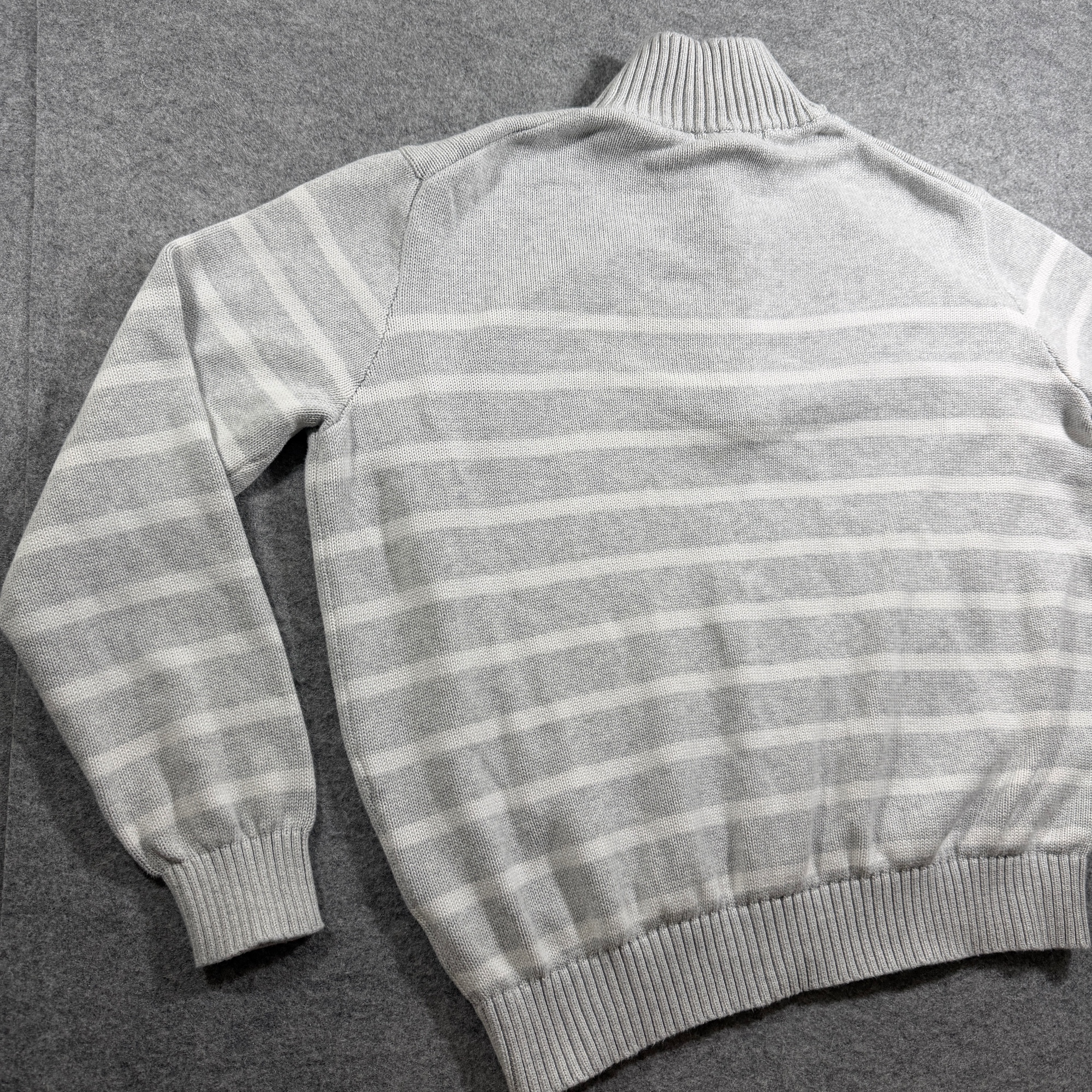 Brandy Melville Quarter Zip Sweater Womens OS Gray White Striped Cotton Ribbed thumbnail 11