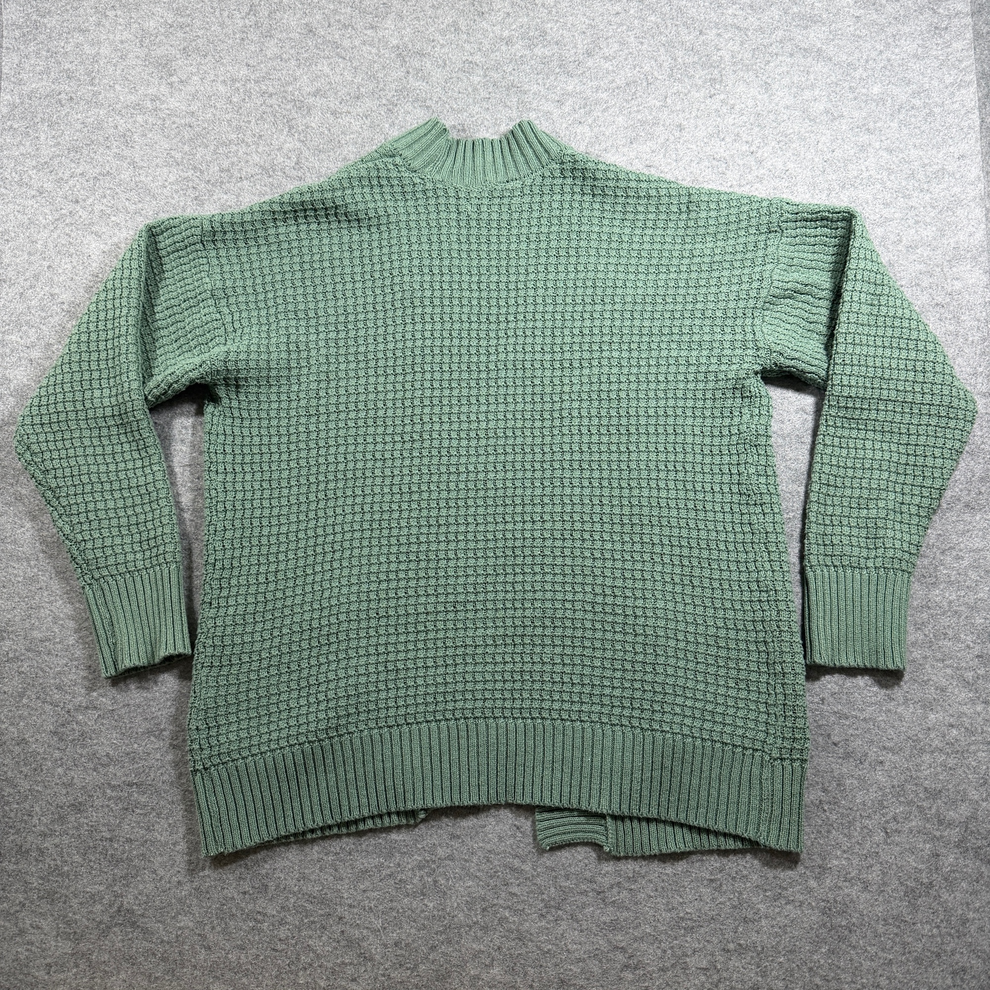 American Eagle Waffle Knit Cardigan Womens XS Sage Green Open Front Cotton thumbnail 2