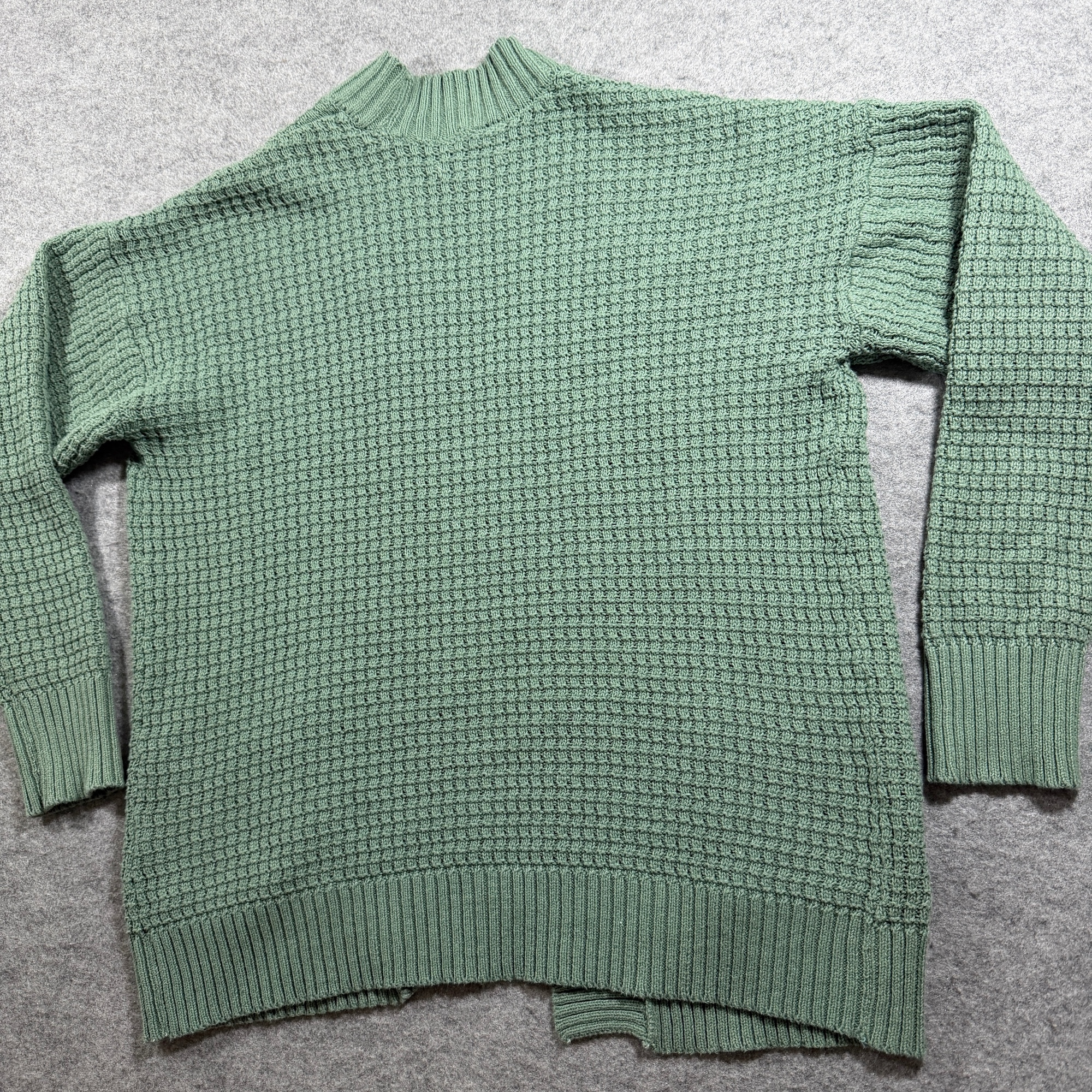 American Eagle Waffle Knit Cardigan Womens XS Sage Green Open Front Cotton thumbnail 10