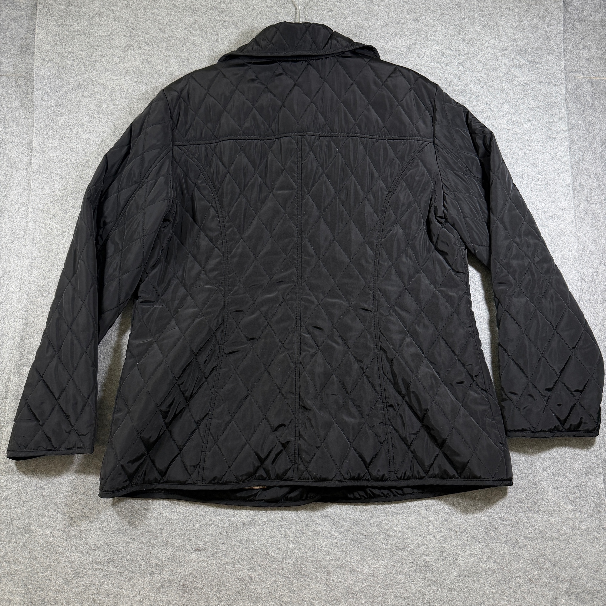 Michael Kors Quilted Coat Womens XL Black Diamond Snap Collar Monogram Lining thumbnail 2
