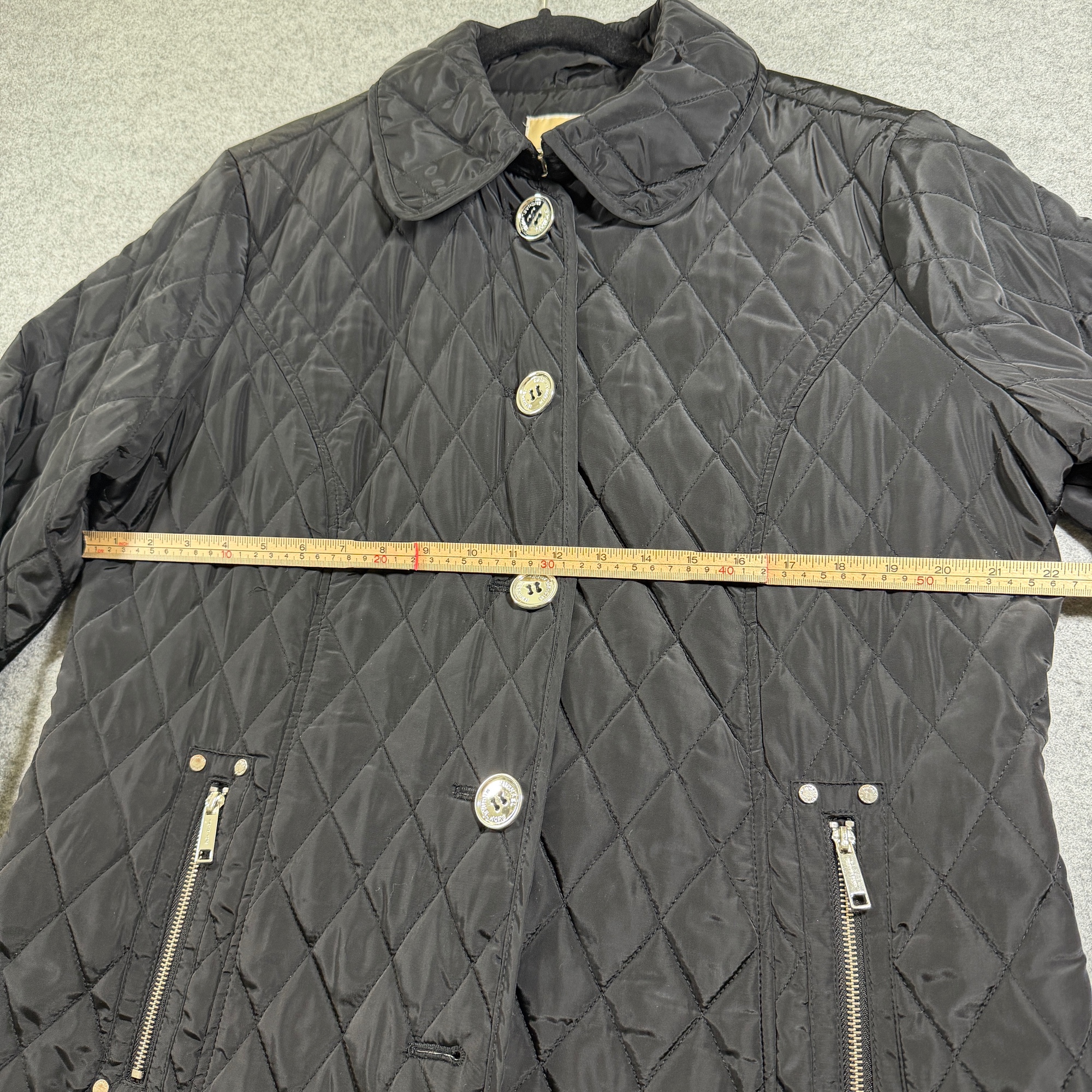 Michael Kors Quilted Coat Womens XL Black Diamond Snap Collar Monogram Lining thumbnail 6