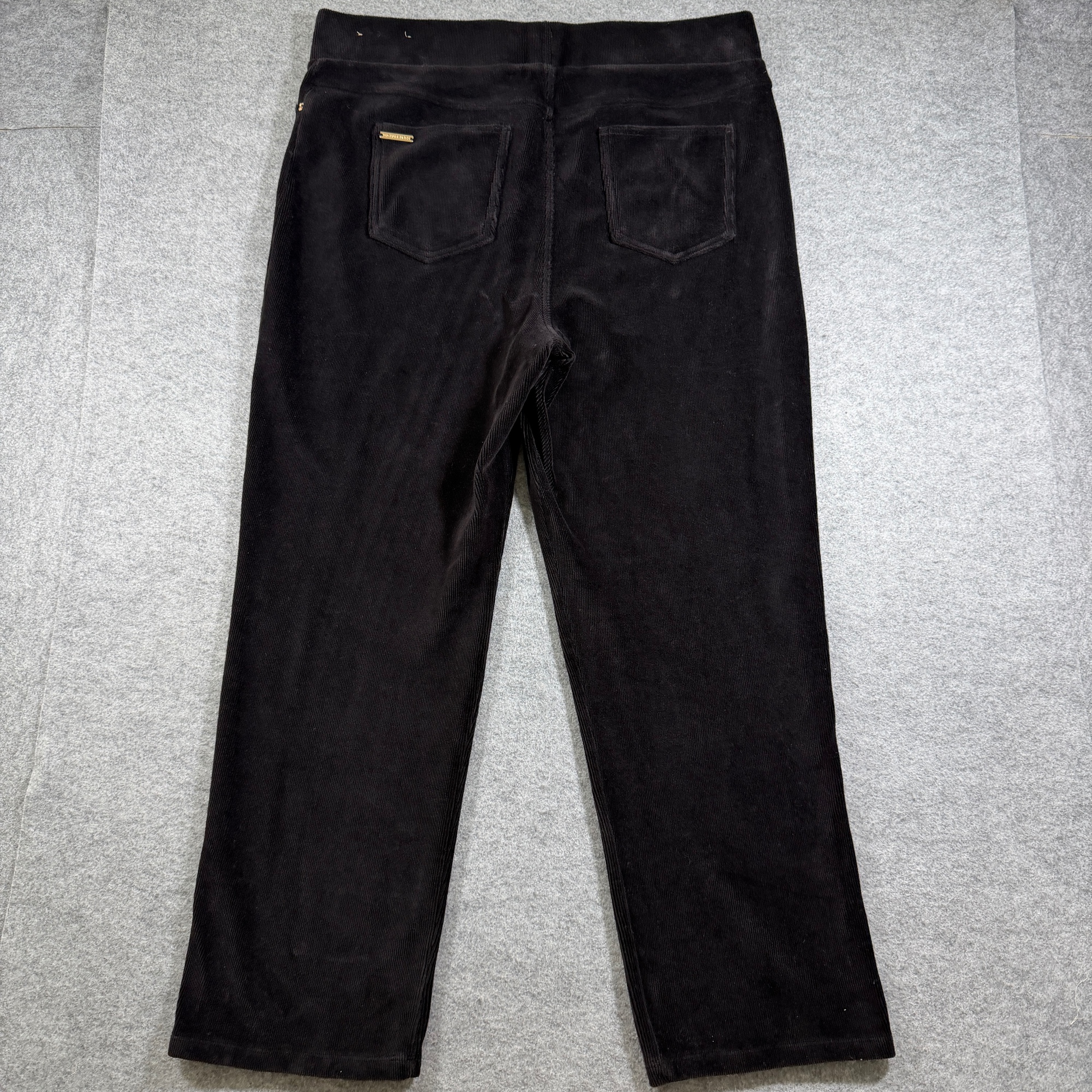 Michael Kors Velour Pants Womens XL Black Ribbed Straight Leg Lounge Stretch thumbnail 2