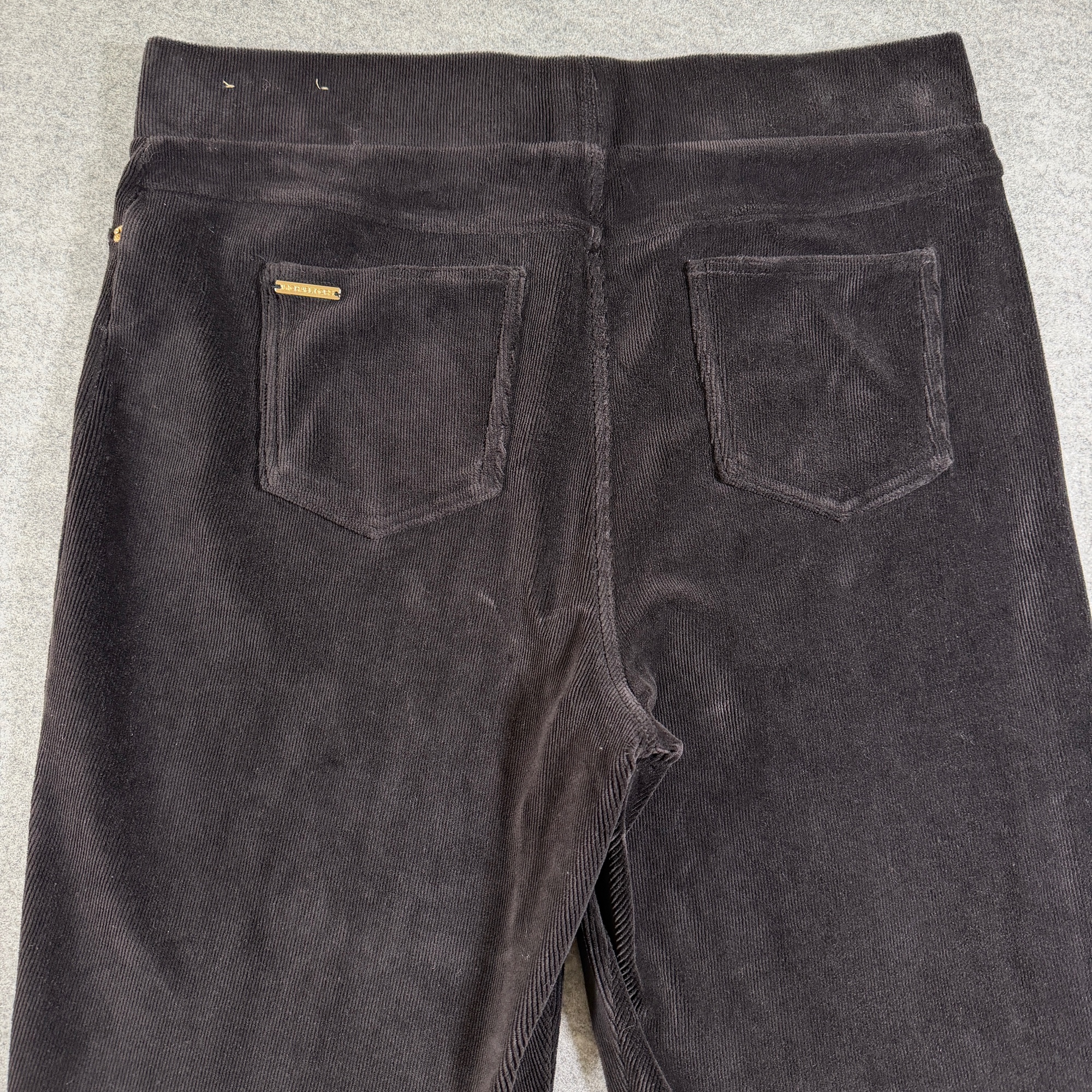 Michael Kors Velour Pants Womens XL Black Ribbed Straight Leg Lounge Stretch thumbnail 3