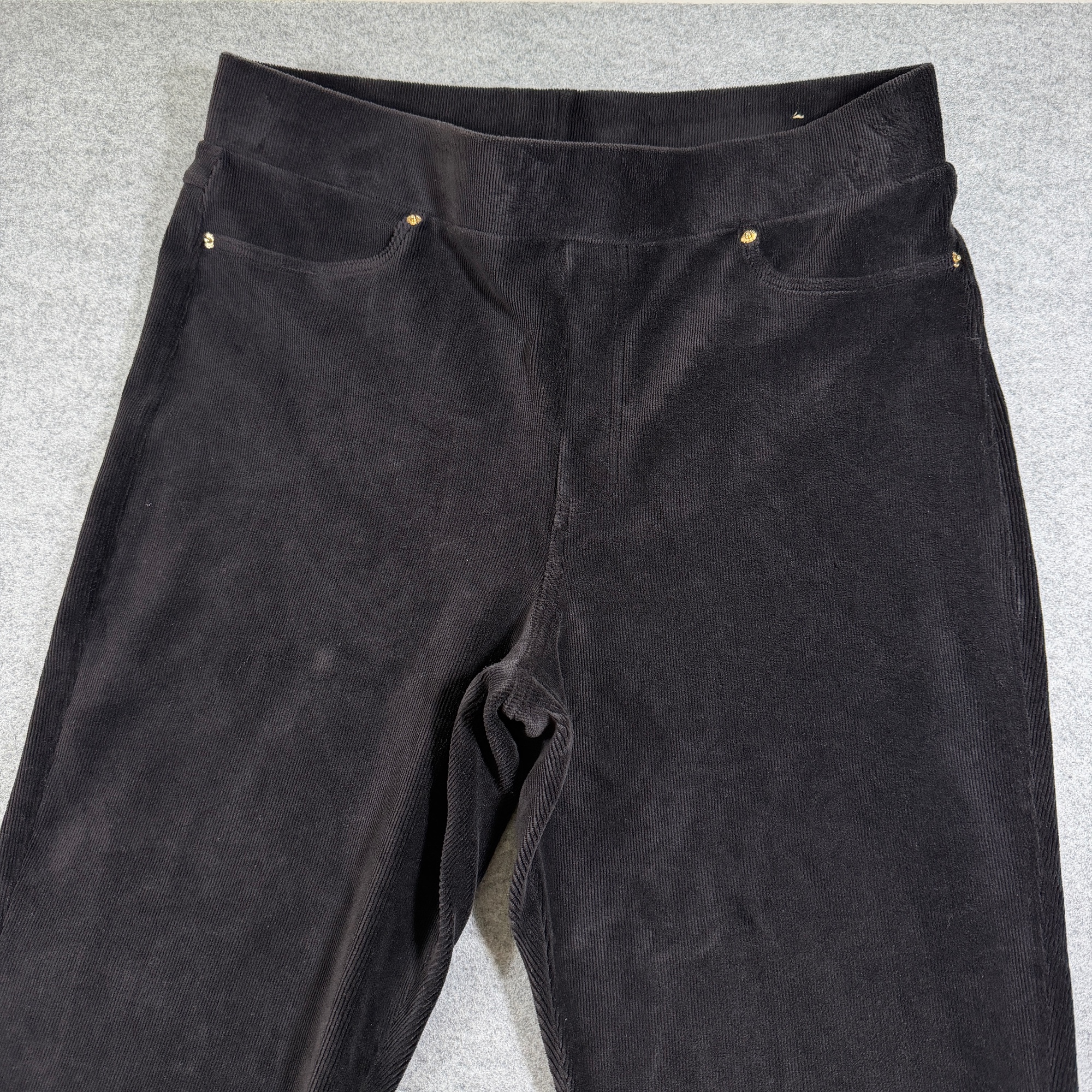 Michael Kors Velour Pants Womens XL Black Ribbed Straight Leg Lounge Stretch thumbnail 4